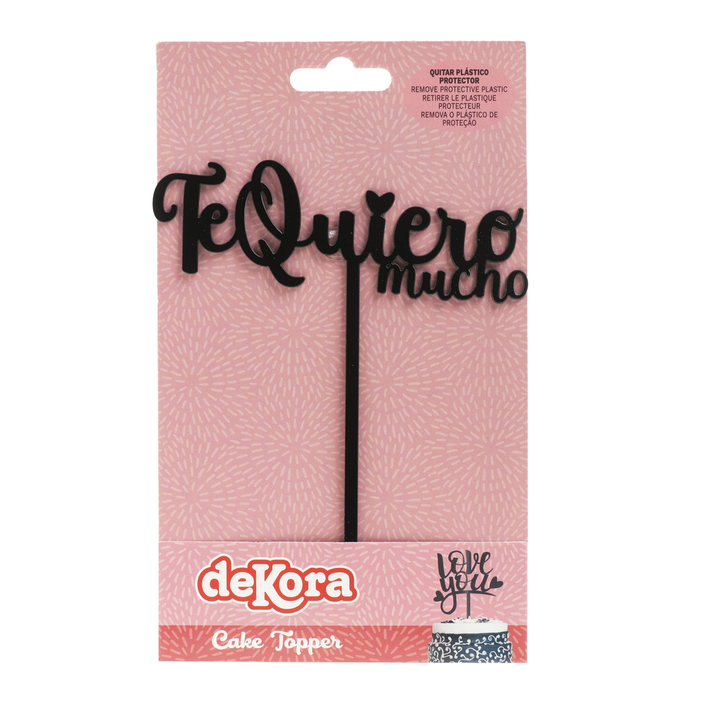 CAKE TOPPER PRETO TE QUIERO MUCHO 12X15CM