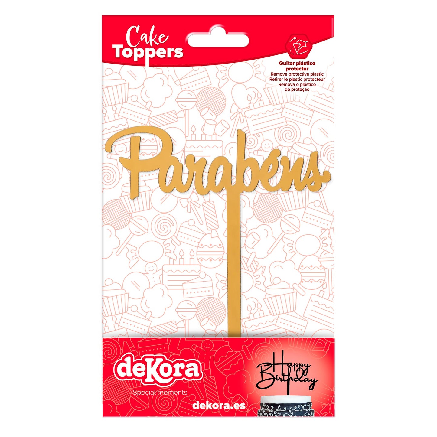 CAKE TOPPER  PARABENS ORO 11X14CM