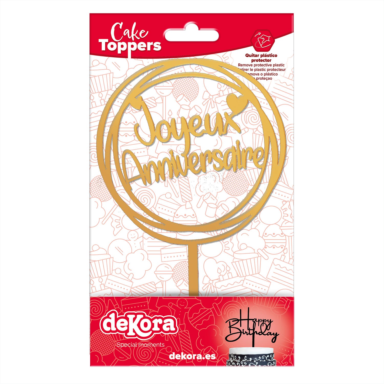 CAKE TOPPER JOYEUX ANNIVERSAIRE 10X16CM