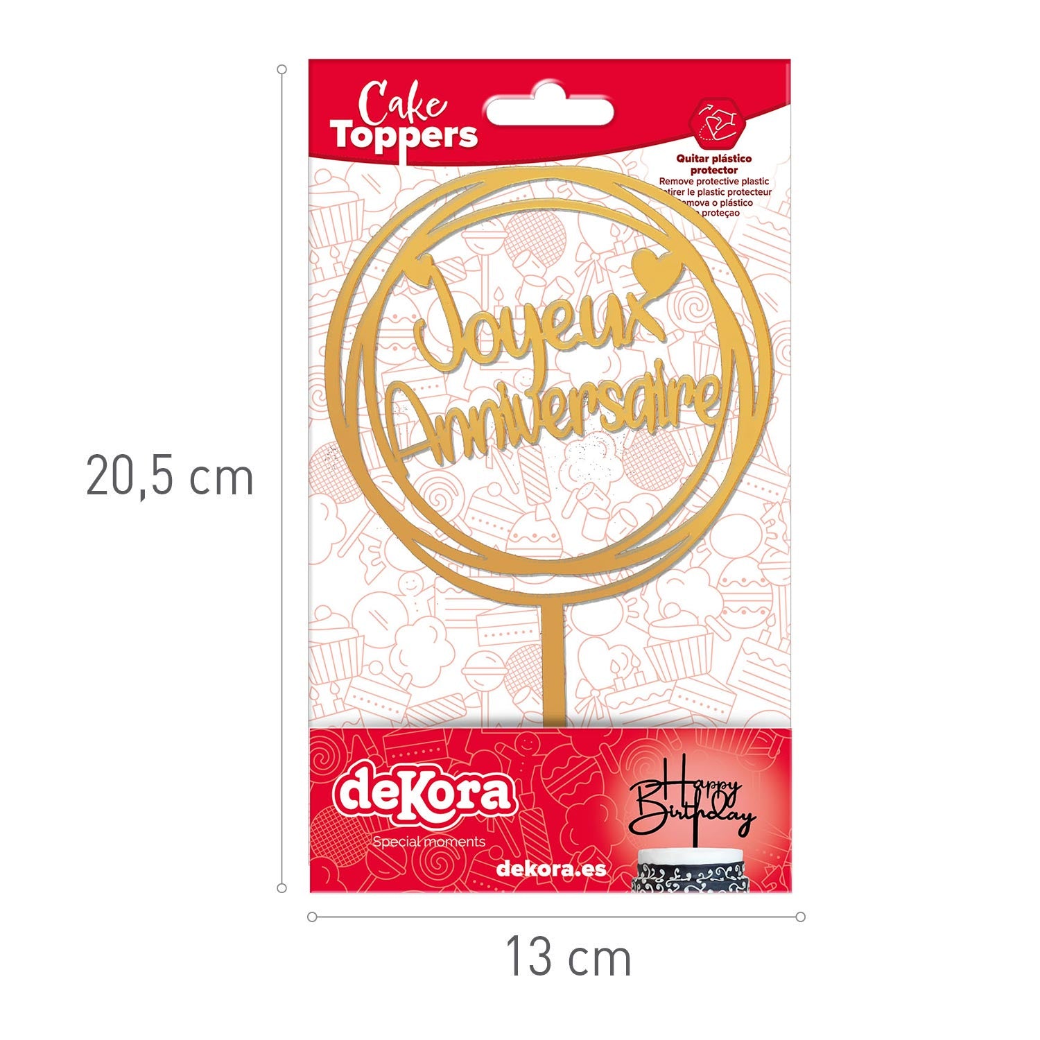 CAKE TOPPER JOYEUX ANNIVERSAIRE 10X16CM