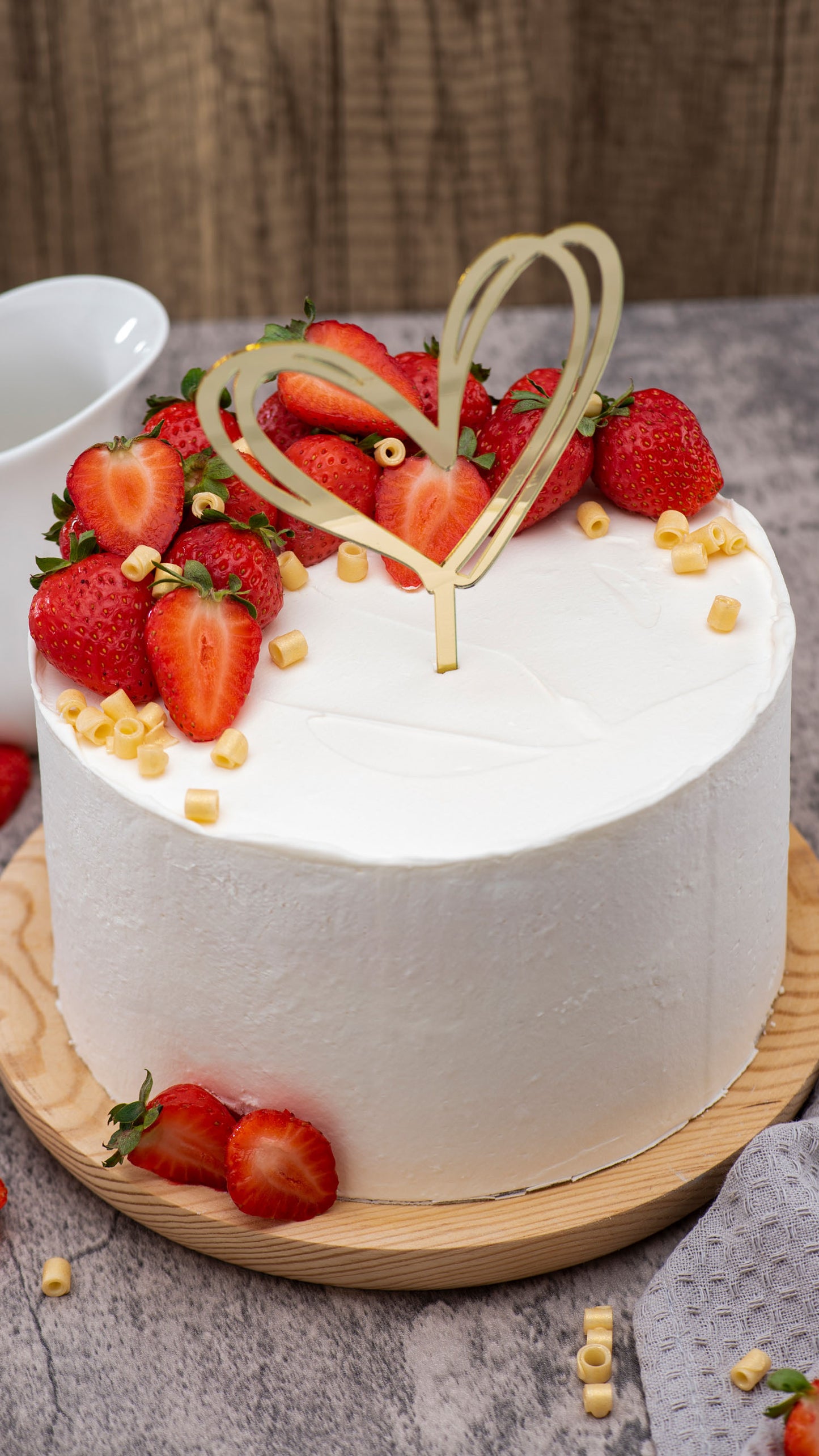 CAKE TOPPER DOBLE CORAZÓN ORO 10,5 x 15CM