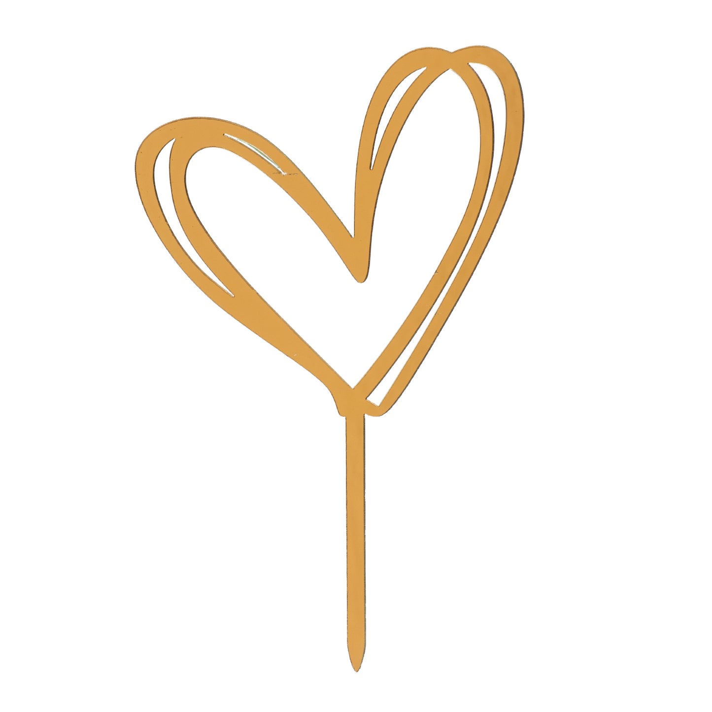 CAKE TOPPER DOPPIO CUORE ORO 10,5 x 15CM