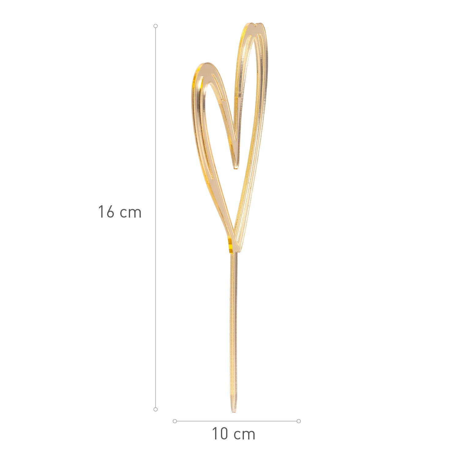 CAKE TOPPER DOPPIO CUORE ORO 10,5 x 15CM