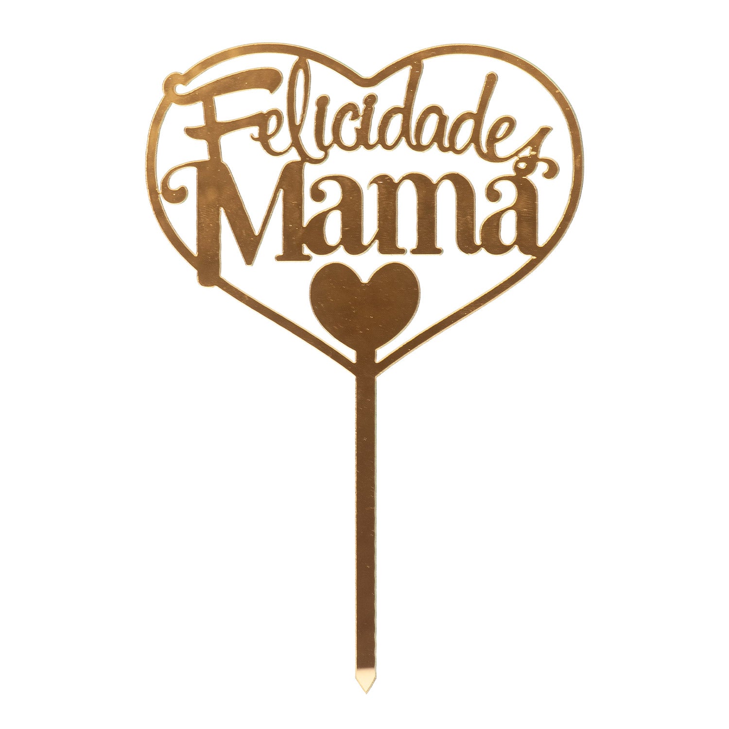 CAKE TOPPER FELICIDADES MAMA GOLD 14.3X10CM