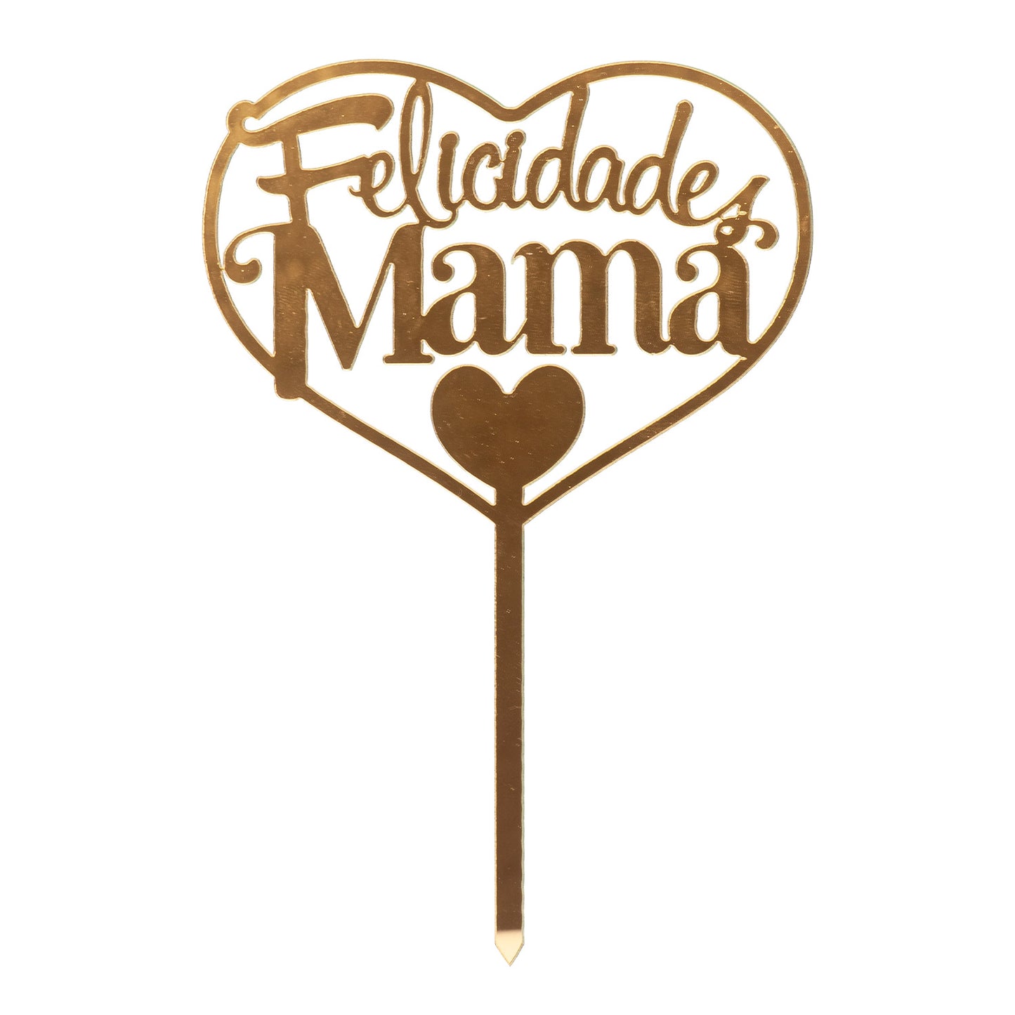 CAKE TOPPER FELICIDADES MAMA OURO 14.3X10CM