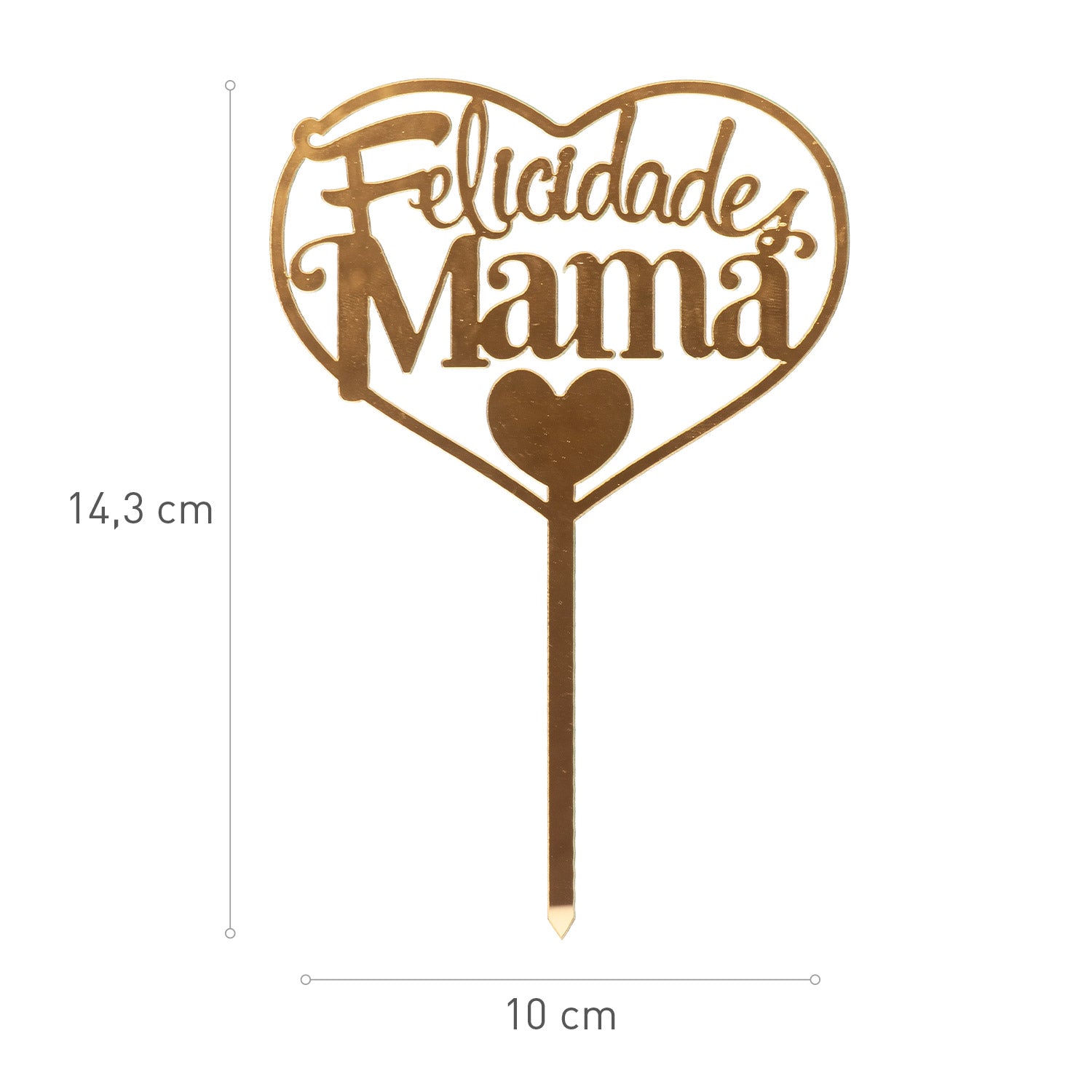 CAKE TOPPER FELICIDADES MAMA OURO 14.3X10CM