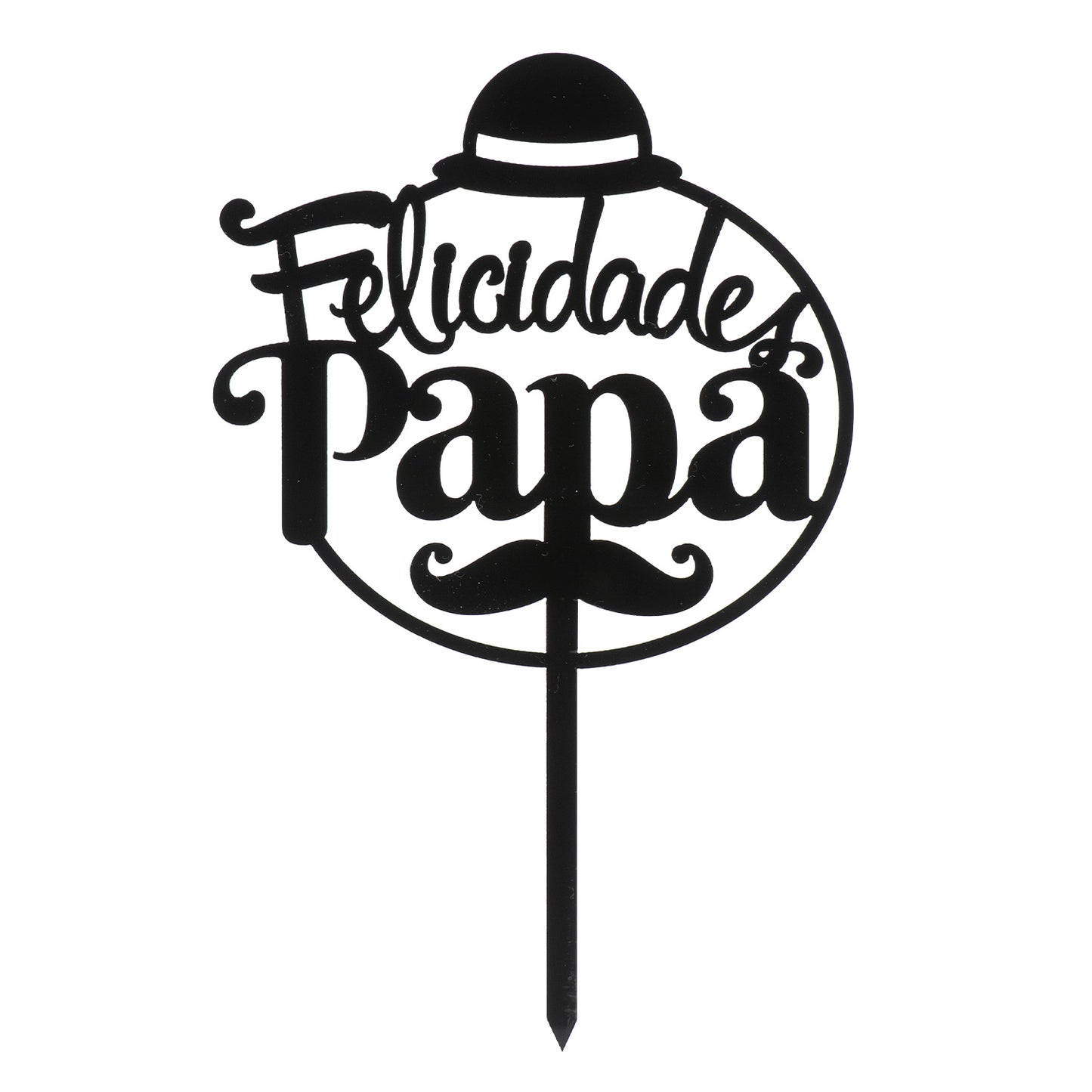 CAKE TOPPER FELICIDADES PAPA BLACK 15.6X10CM