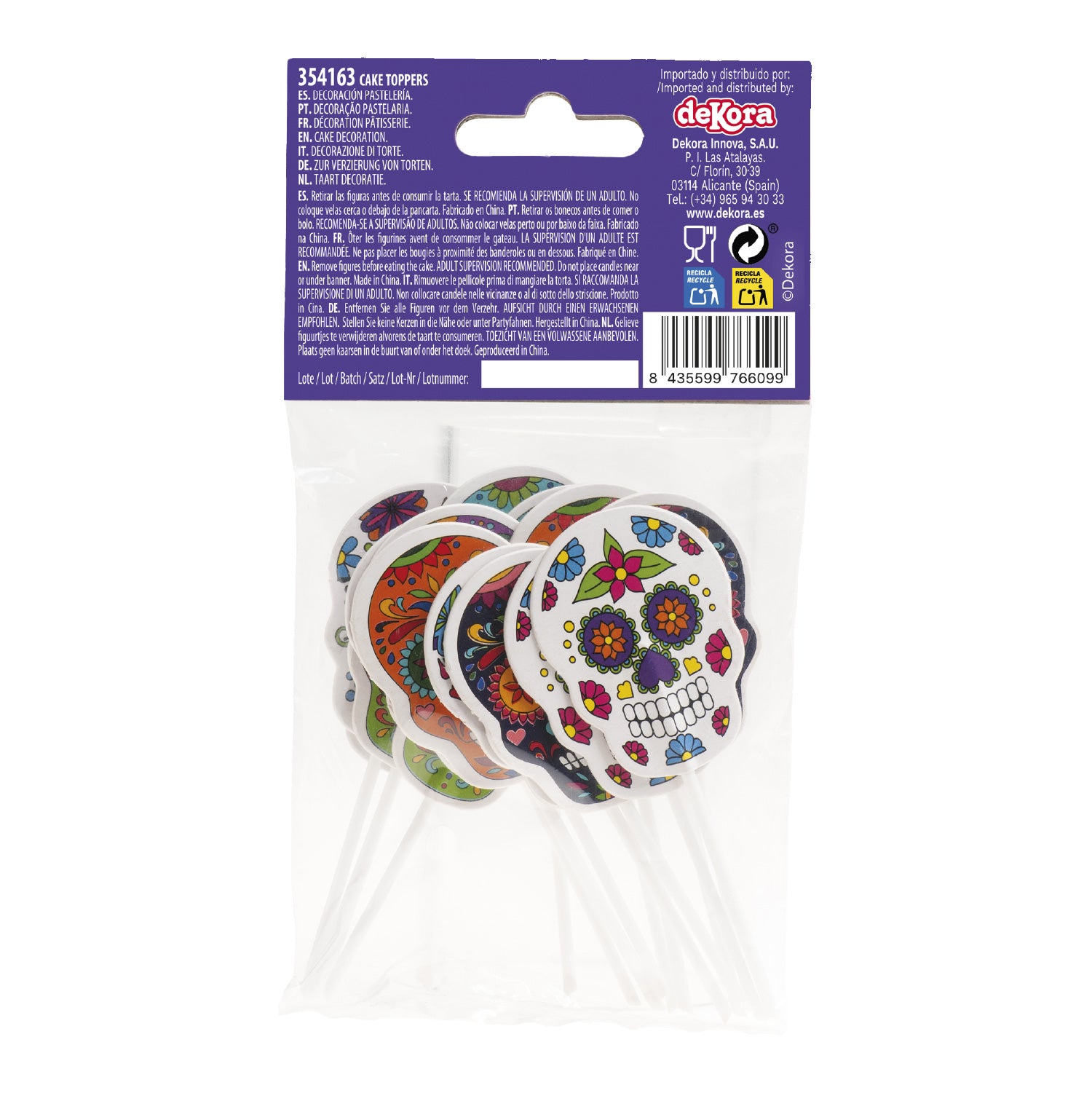 CAKE TOPPERS DE PAPEL CALAVERAS DE HALLOWEEN 16 UDS