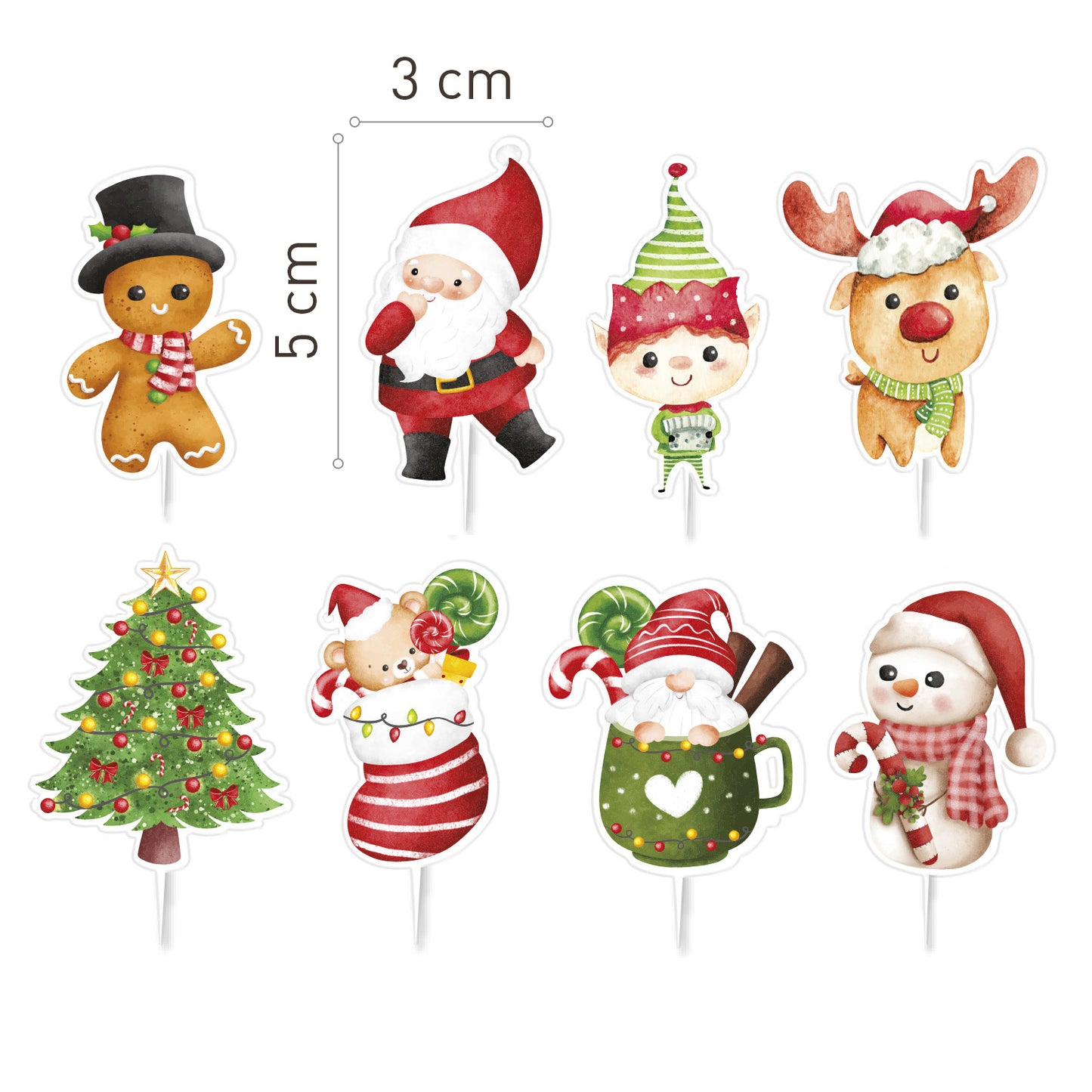 CAKE TOPPERS NOEL 8 DESSINS 16 U