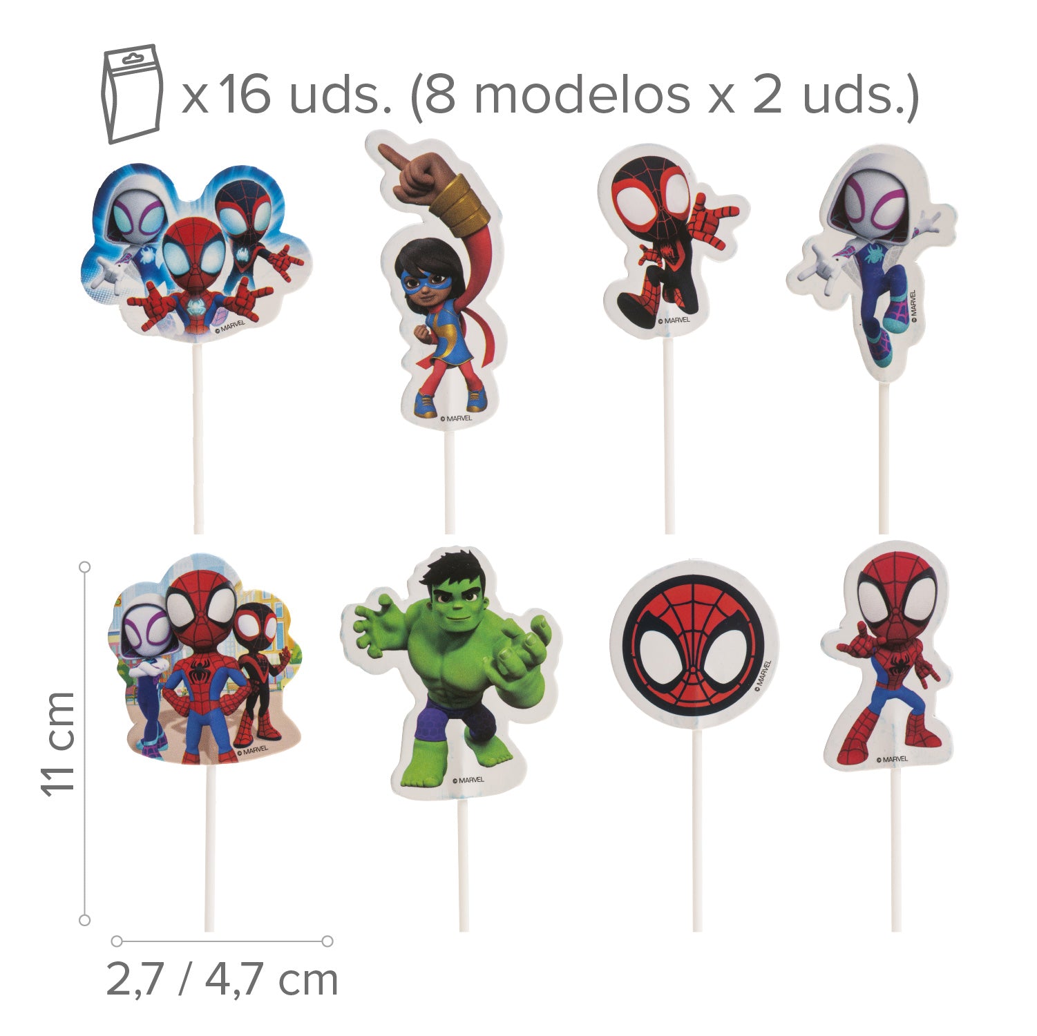 CAKE TOPPERS 8 DESENHOS SPIDEY 16 UNIT