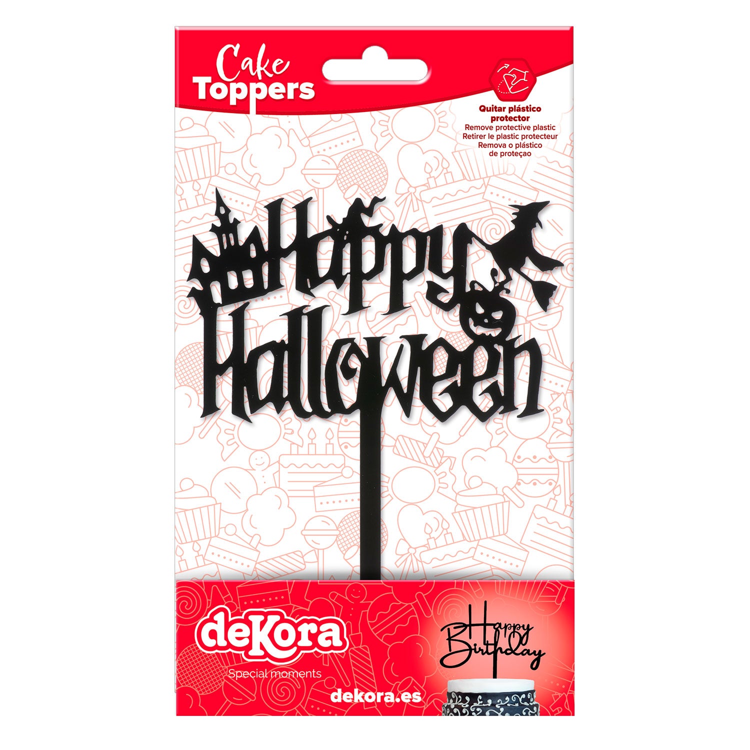 CAKE TOPPER HAPPY HALLOWEEN BRUXA 11,5 X 14CM