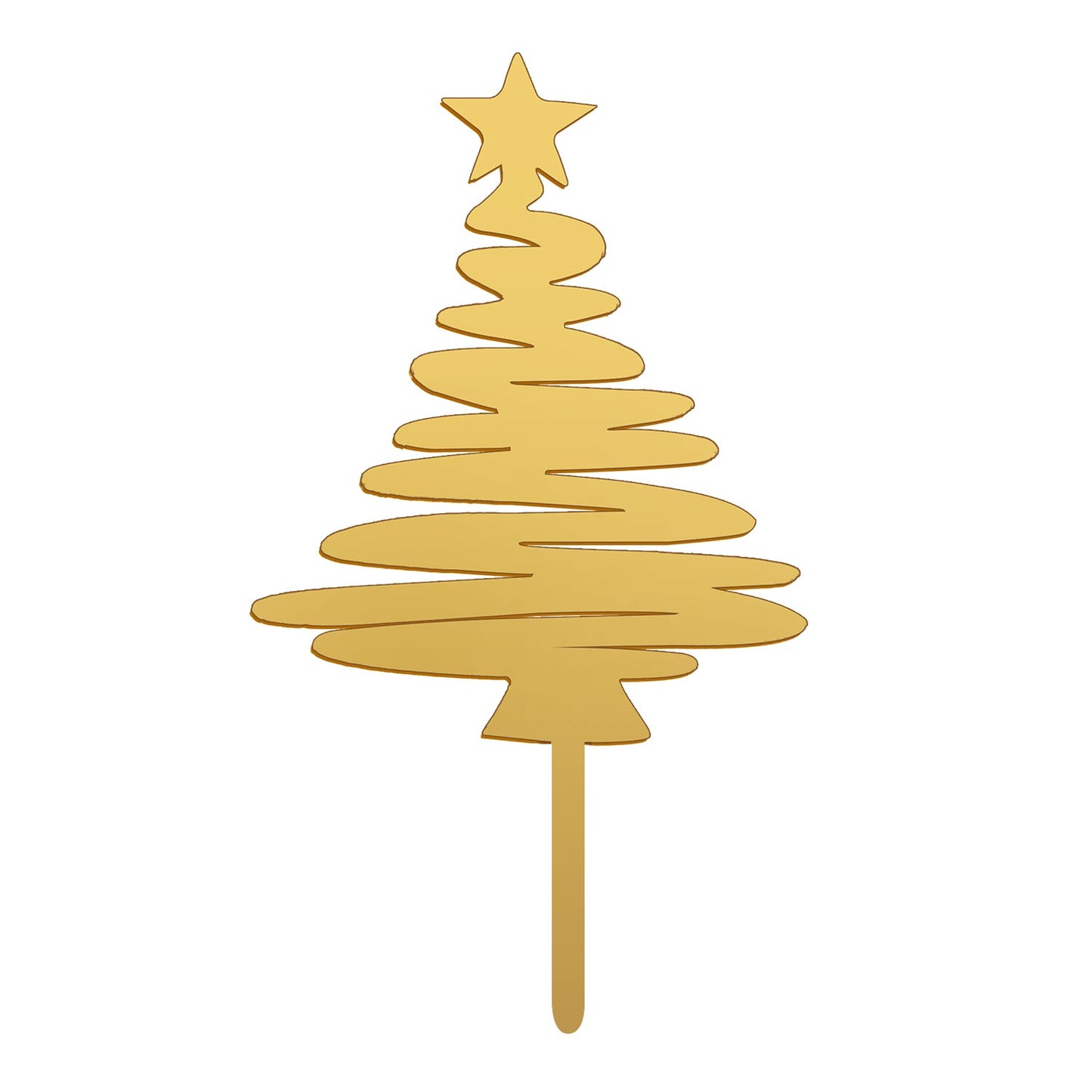 CAKE TOPPER SAPIN DE NOËL DORÉ 16.5*8CM