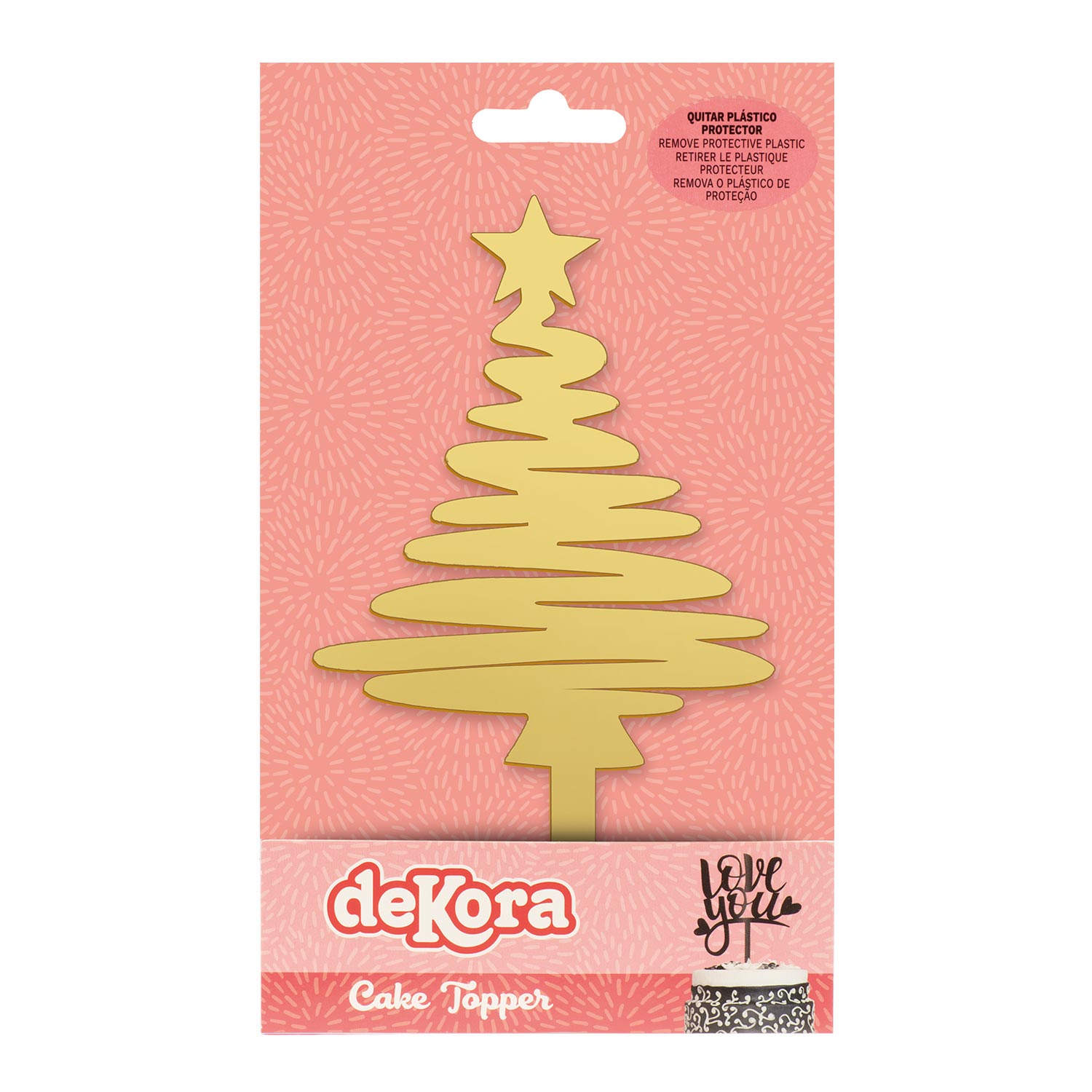 CAKE TOPPER SAPIN DE NOËL DORÉ 16.5*8CM