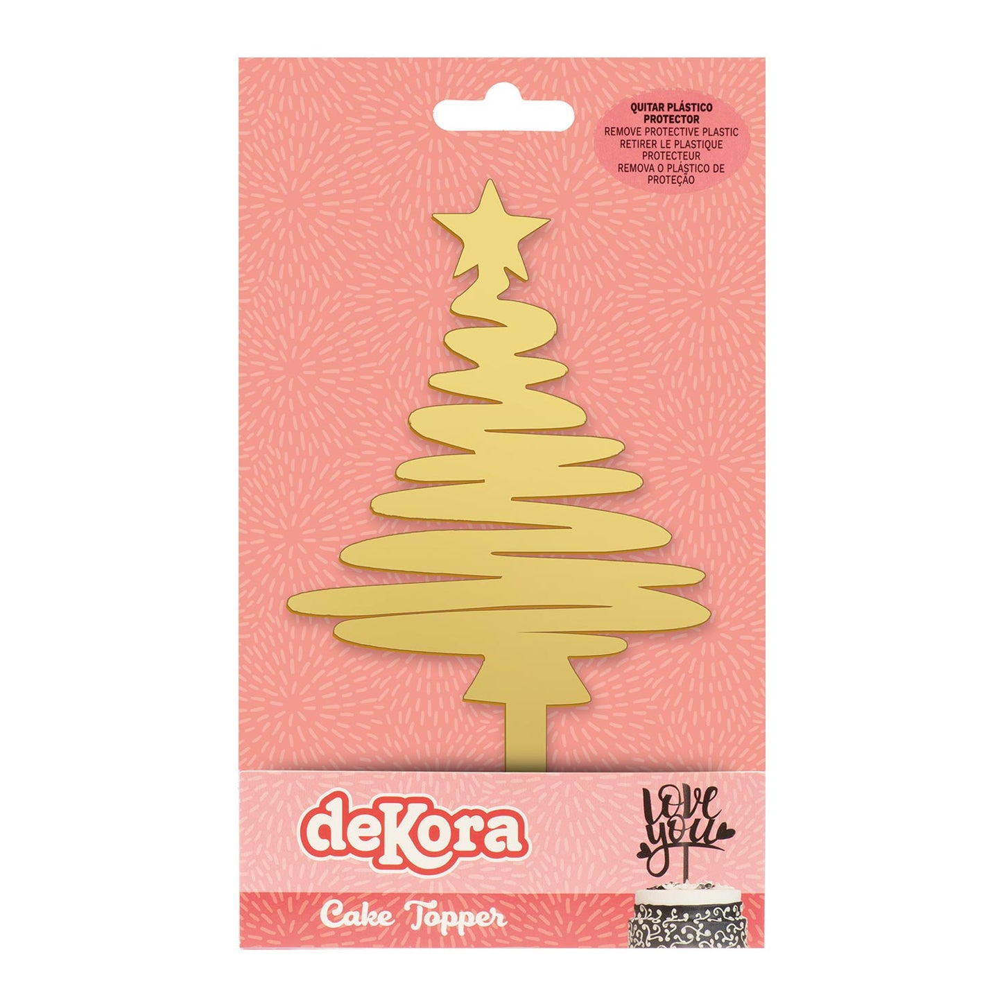 CAKE TOPPER SAPIN DE NOËL DORÉ 16.5*8CM