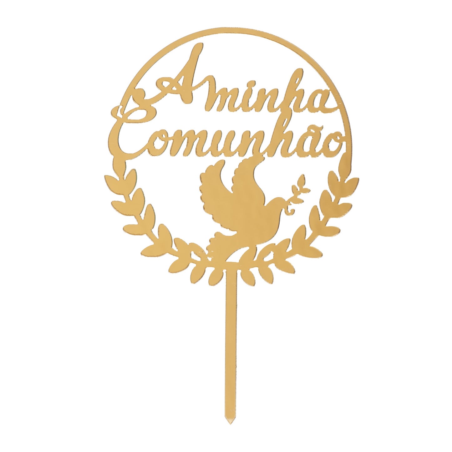 CAKE TOPPER A MINHA COMUNHAO OURO 15X10CM