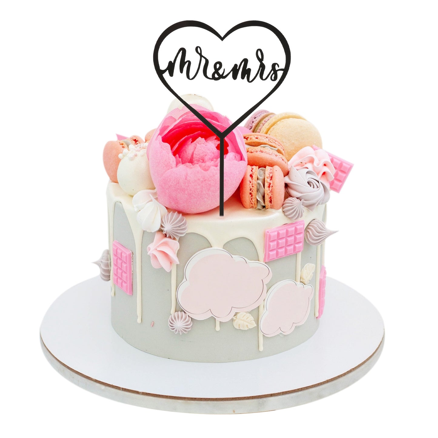 CAKE TOPPER MR AND MRS BLACK HEART