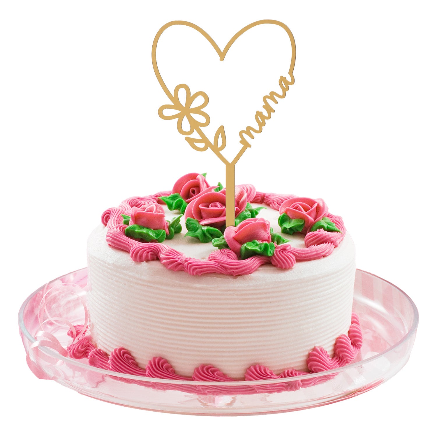 CAKE TOPPER CORAZÓN ORO MAMÁ 16X11CM