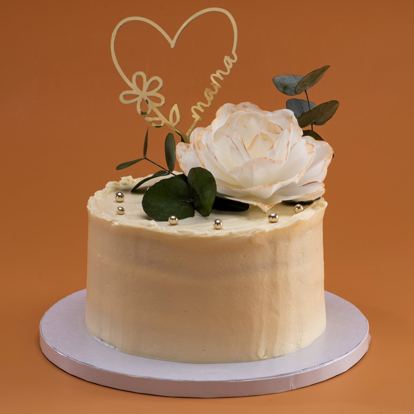 CAKE TOPPER CORAZÓN ORO MAMÁ 16X11CM