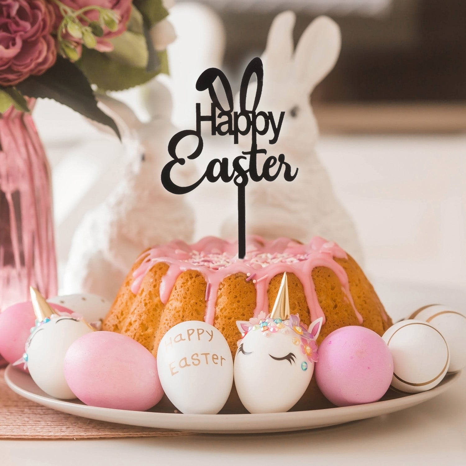 CAKE TOPPER HAPPY EASTER 16.5X10.5CM