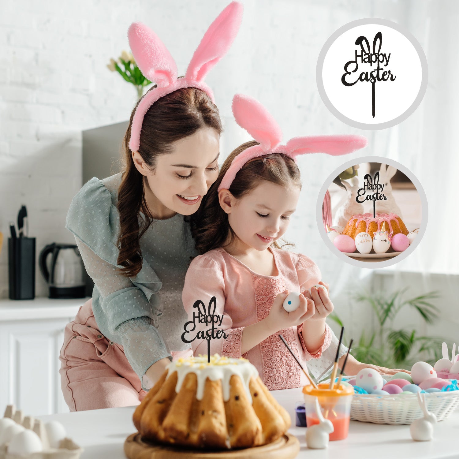 CAKE TOPPER HAPPY EASTER 16.5X10.5CM