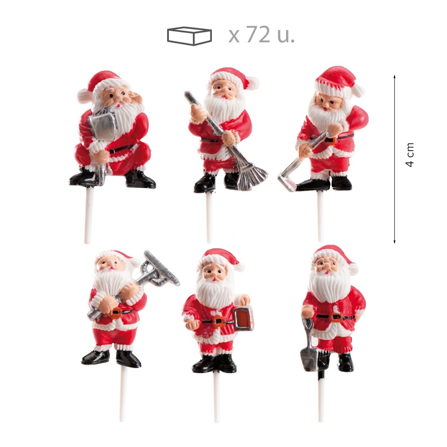 PÈRE NOËL 6 MODÈLES ASSORTIS EN PLASTIQUE 4CM