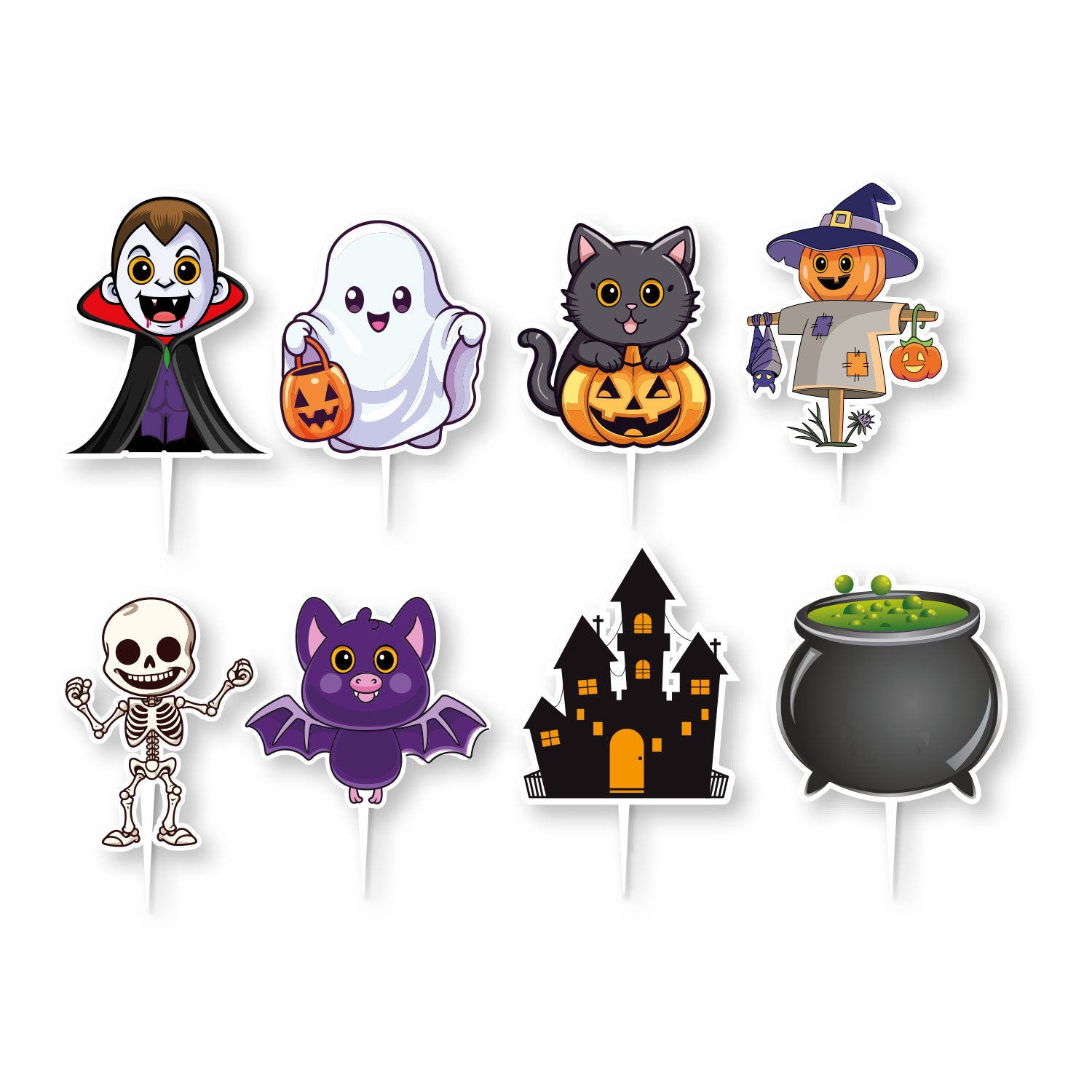 CAKE TOPPER PAPEL SURTIDO  HALLOWEEN 16 UNIDADES