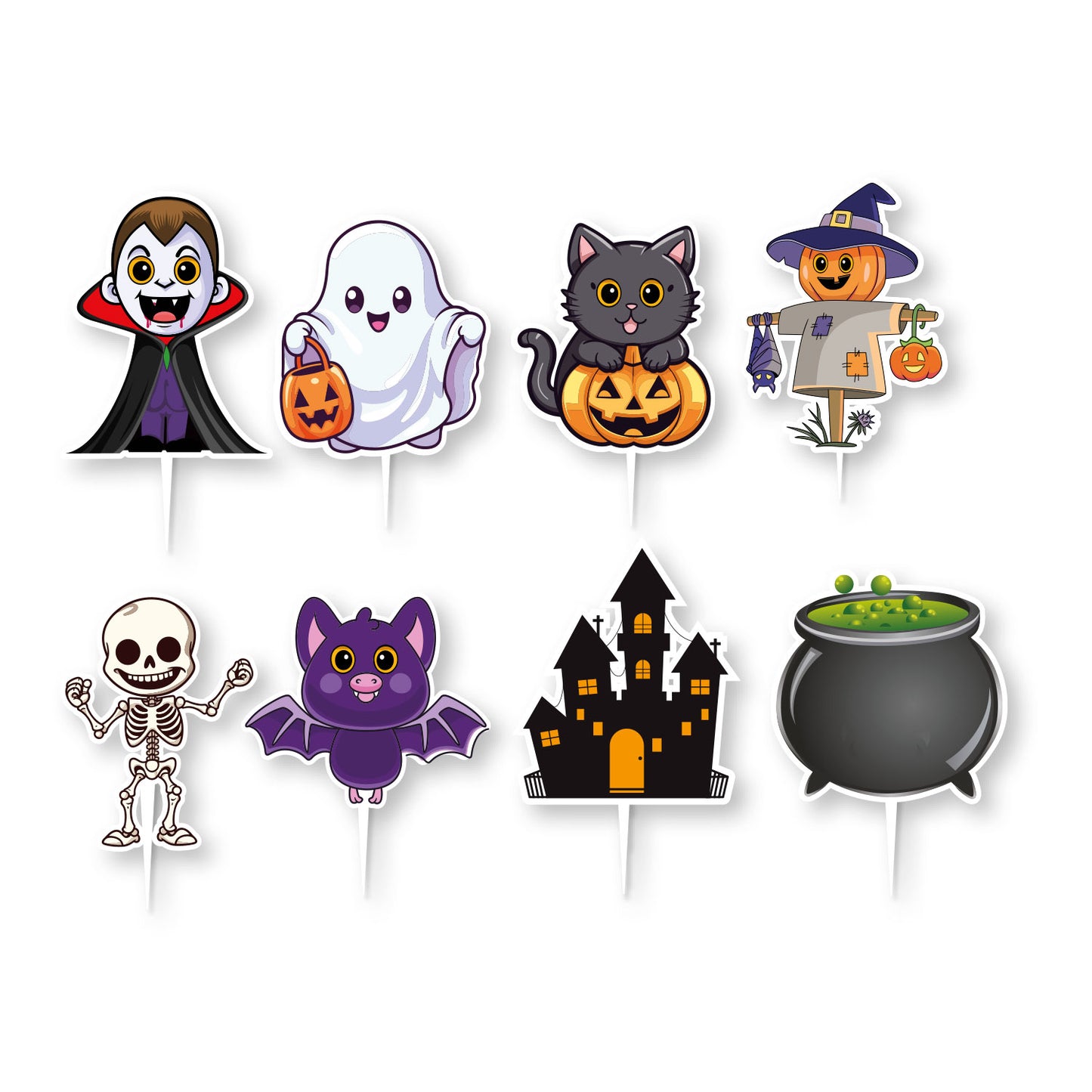 CAKE TOPPER PAPEL SURTIDO  HALLOWEEN 16 UNIDADES