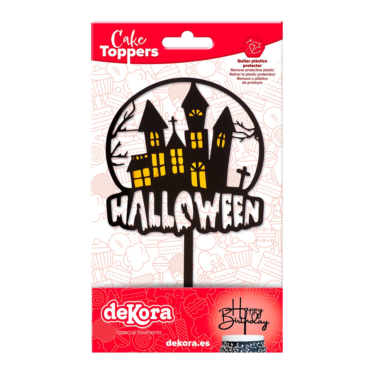 CAKE TOPPER HALLOWEEN MAISON ENCHANTÉE 2 COULEURS 15.5X9.5CM