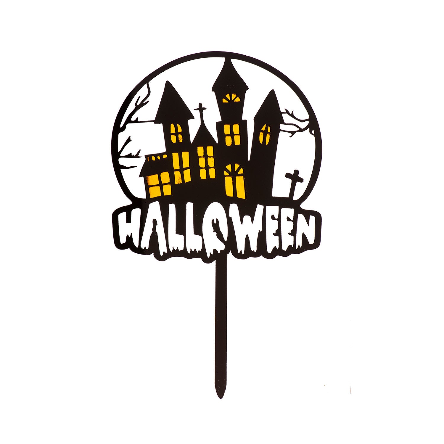 CAKE TOPPER HALLOWEEN MAISON ENCHANTÉE 2 COULEURS 15.5X9.5CM