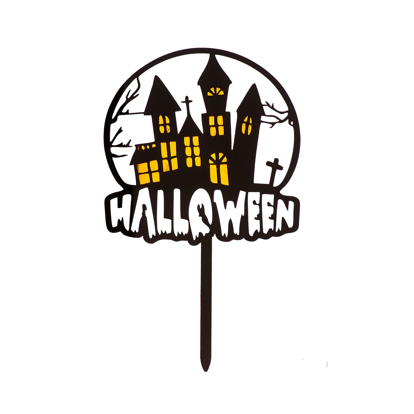 CAKE TOPPER HALLOWEEN ENCHANTED HOUSE 2 COLOURS 15.5X9.5CM
