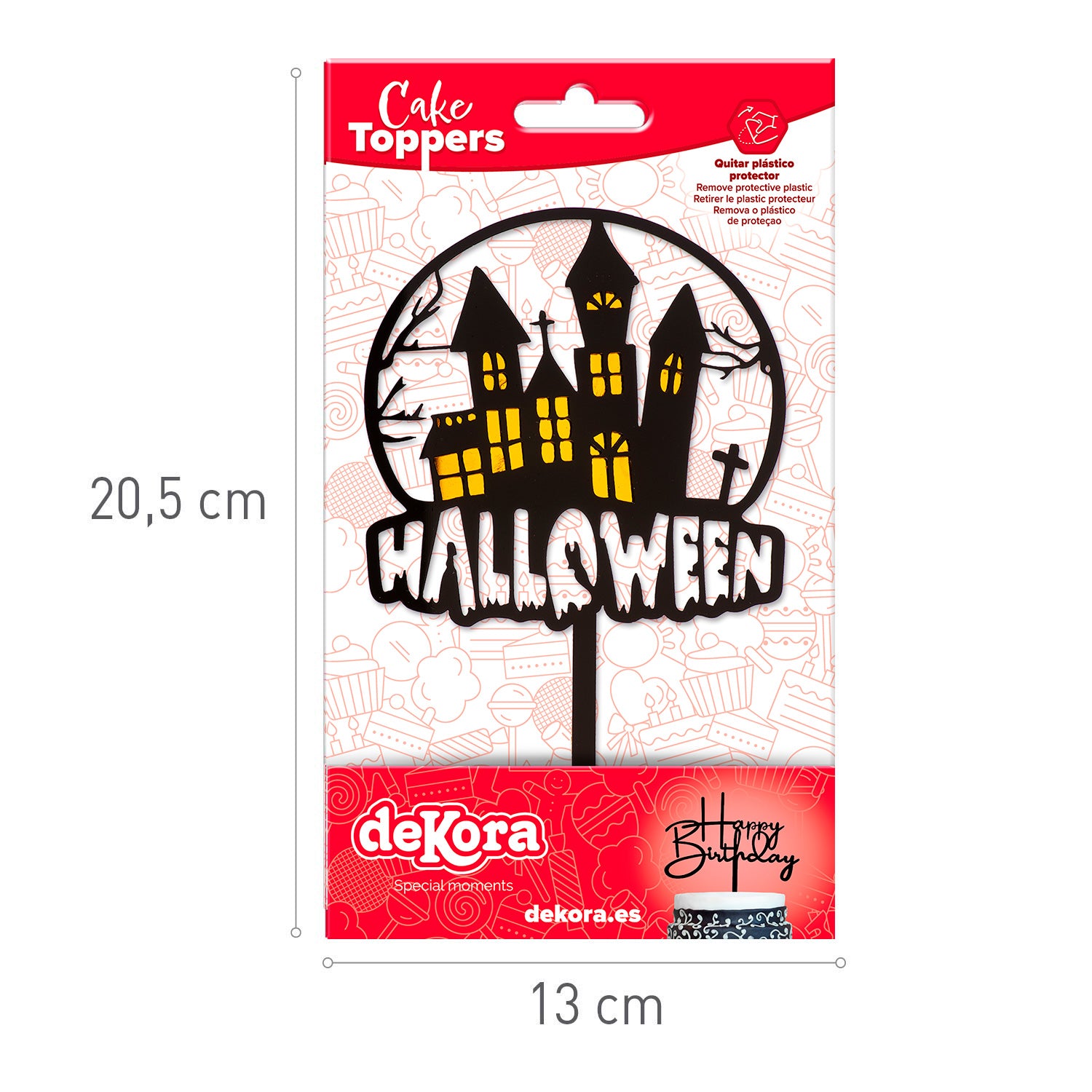 CAKE TOPPER HALLOWEEN MAISON ENCHANTÉE 2 COULEURS 15.5X9.5CM