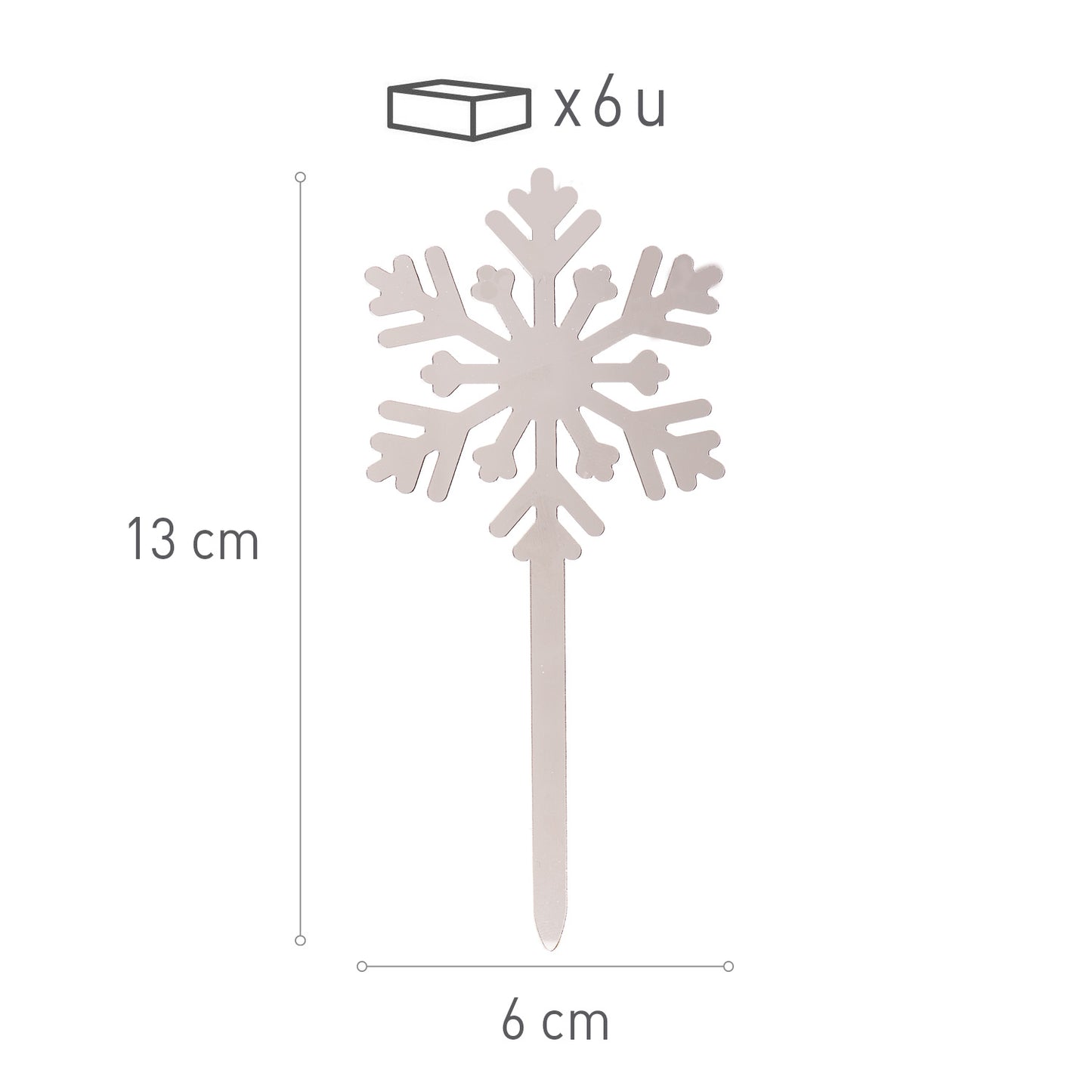 CAKE TOPPER COPO DE NIEVE PLATA 13X6CM