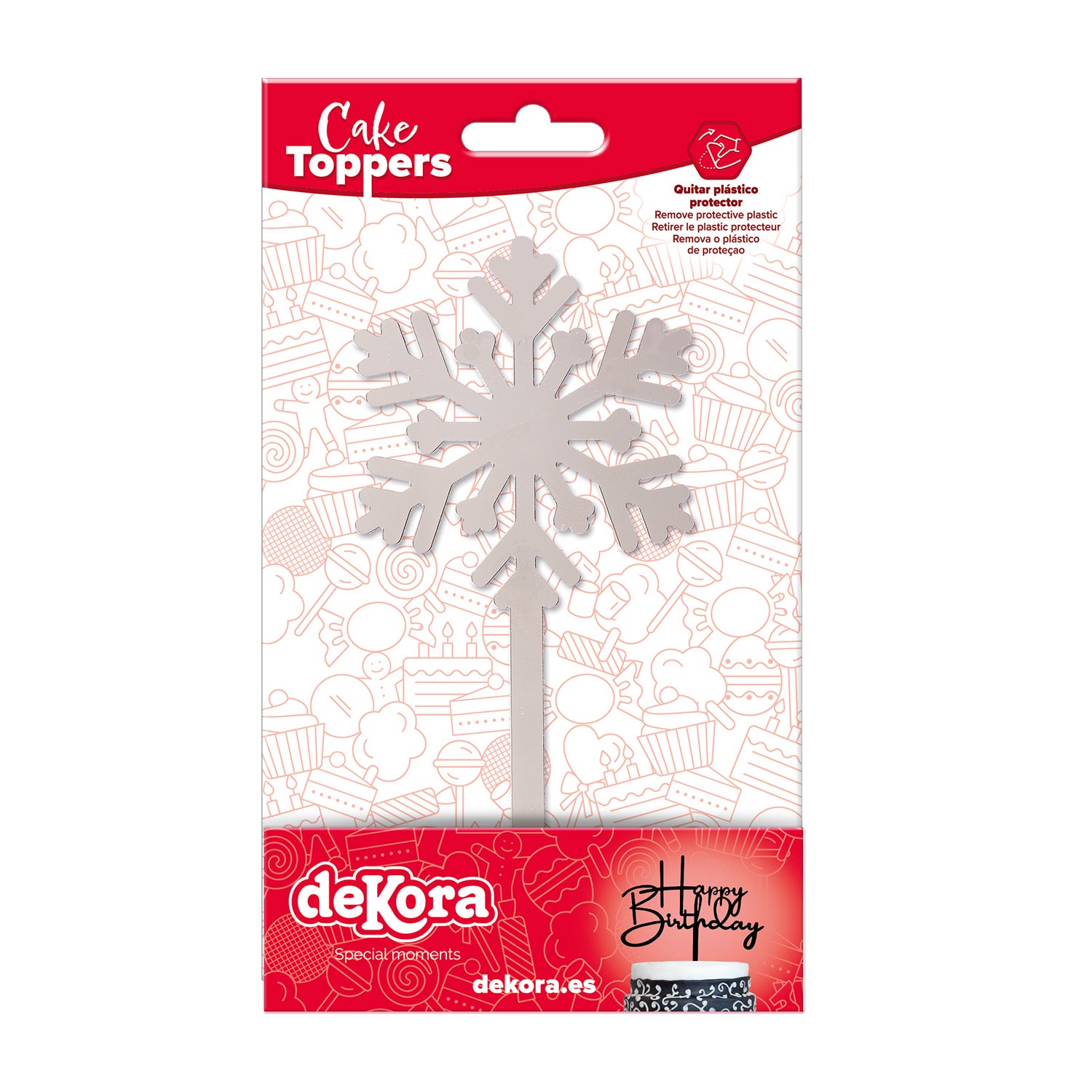 CAKE TOPPER COPO DE NIEVE PLATA 13X6CM