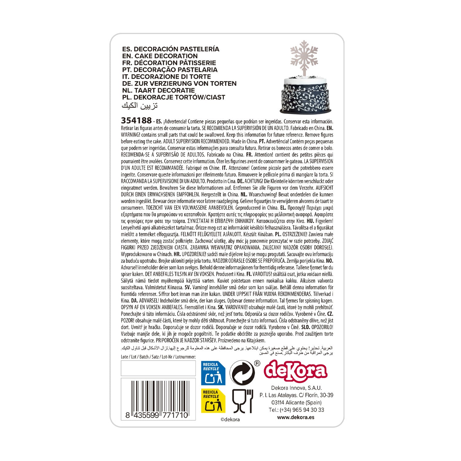 CAKE TOPPER COPO DE NIEVE PLATA 13X6CM