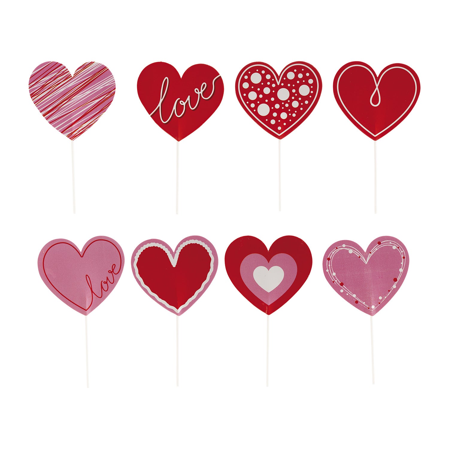 CAKE TOPPERS PAPEL CORAÇÕES 4 MODELOS 8 UNIDADES