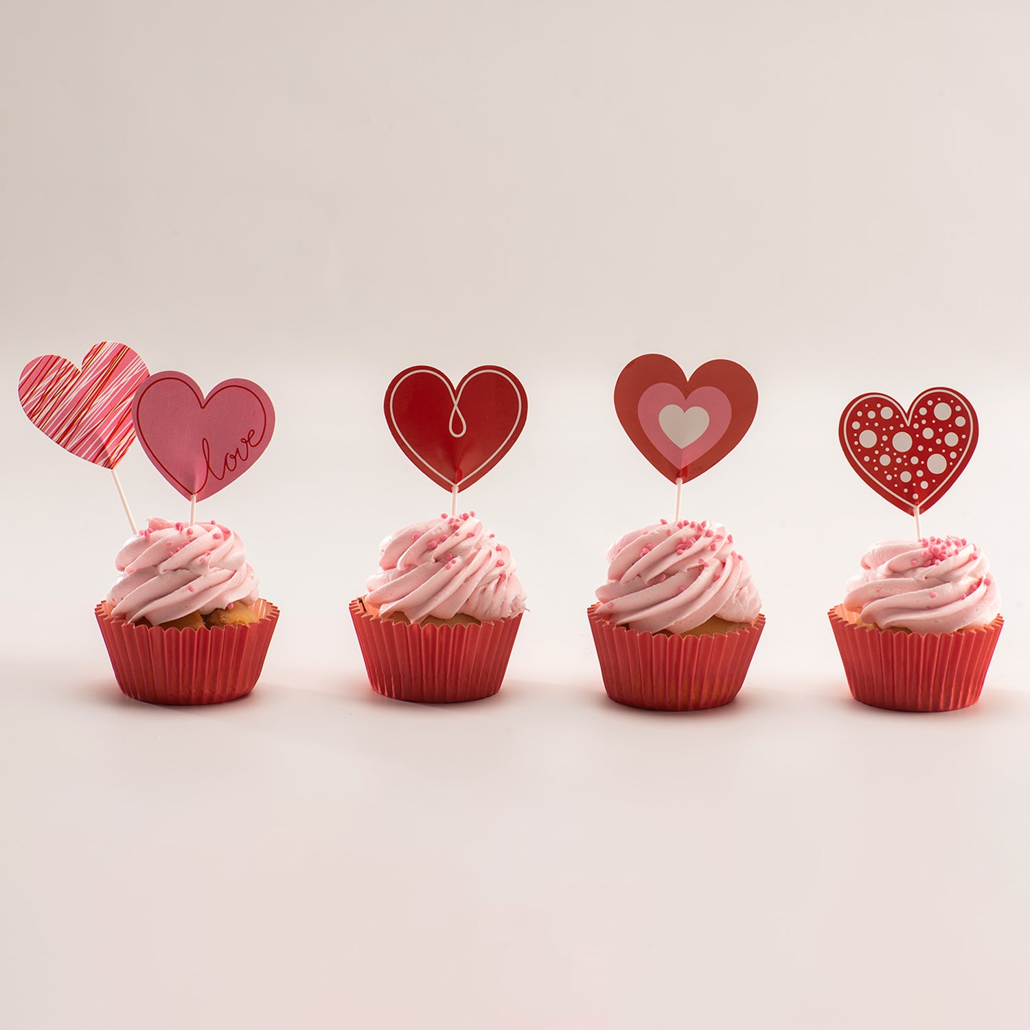  CAKE TOPPERS IN CARTA CUORI 4 MODELLI 8 UNITÀ