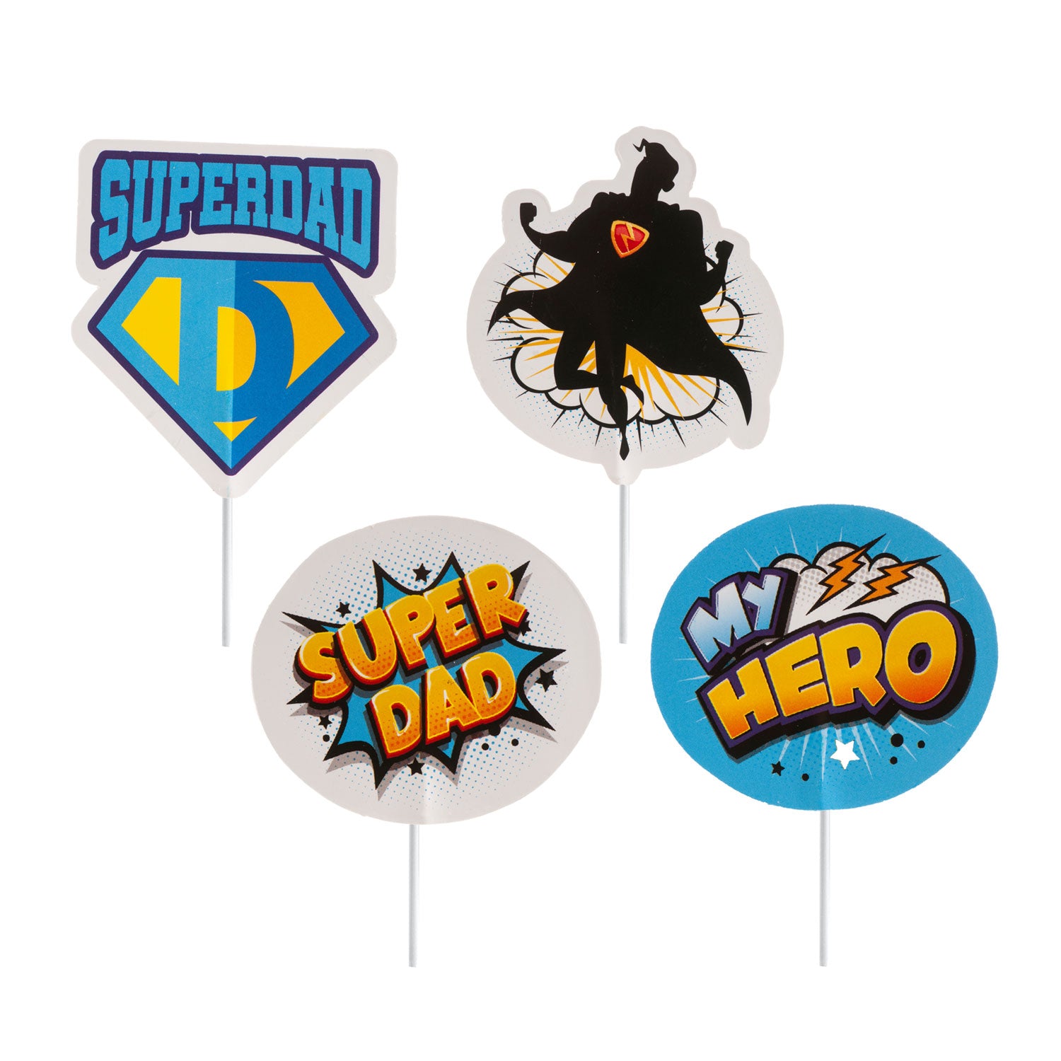 CAKE TOPPERS EN PAPIER SUPERDAD 4 MODÈLES 8 UNITÉS