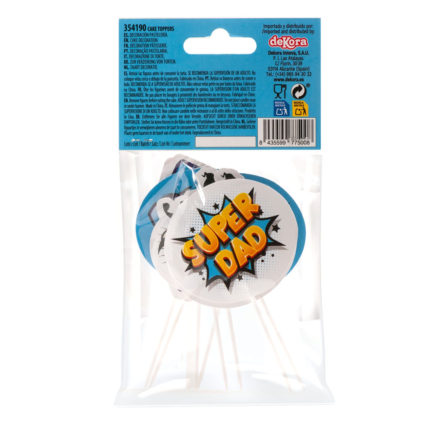 CAKE TOPPERS EN PAPIER SUPERDAD 4 MODÈLES 8 UNITÉS