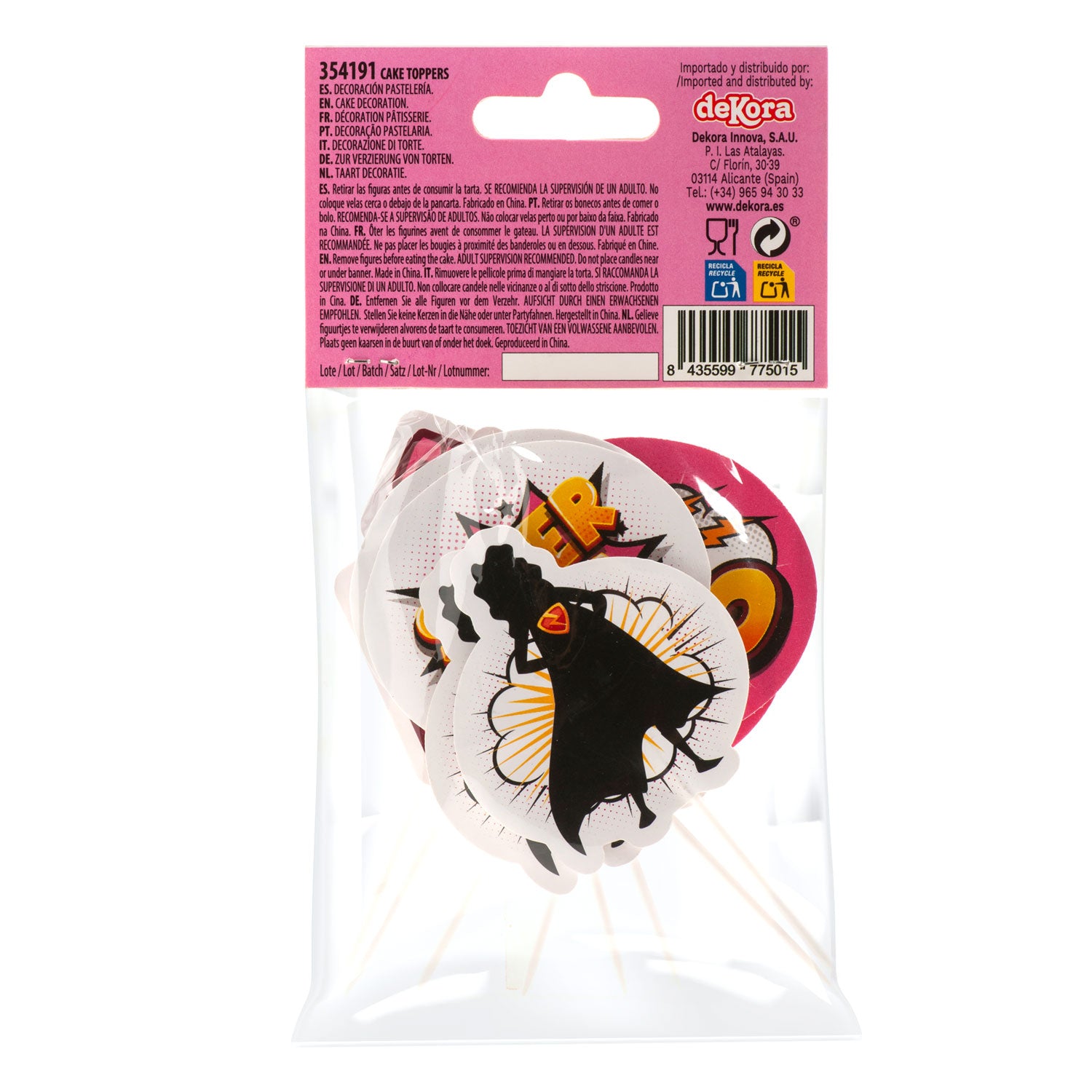  CAKE TOPPERS IN CARTA SUPERMOM 4 MODELLI 8 UNITÀ