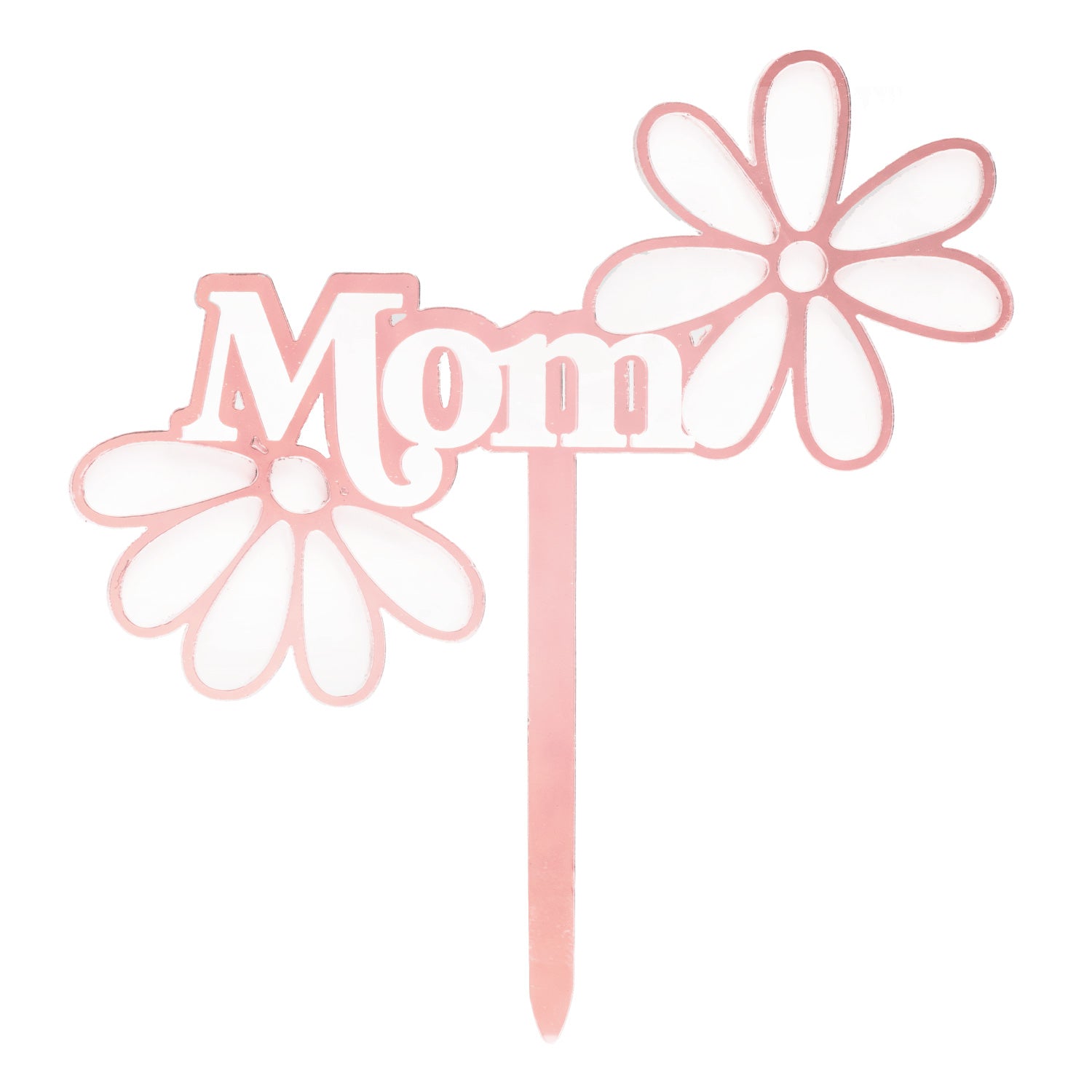 CAKE TOPPER MAMMA CON FIORI ROSA 11.8X11.1CM