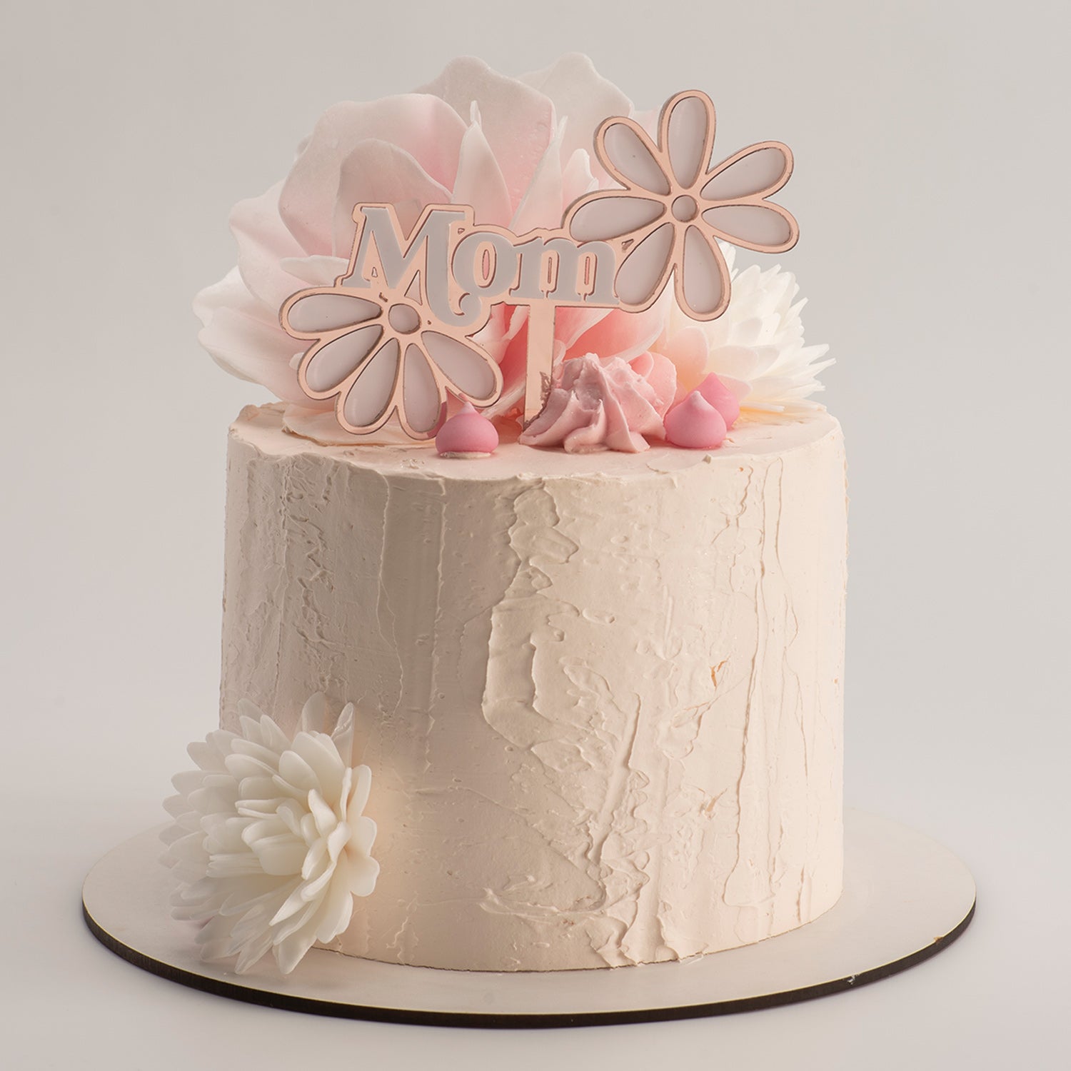 CAKE TOPPER MOM CON FLORES ROSA 11,8X11,1CM