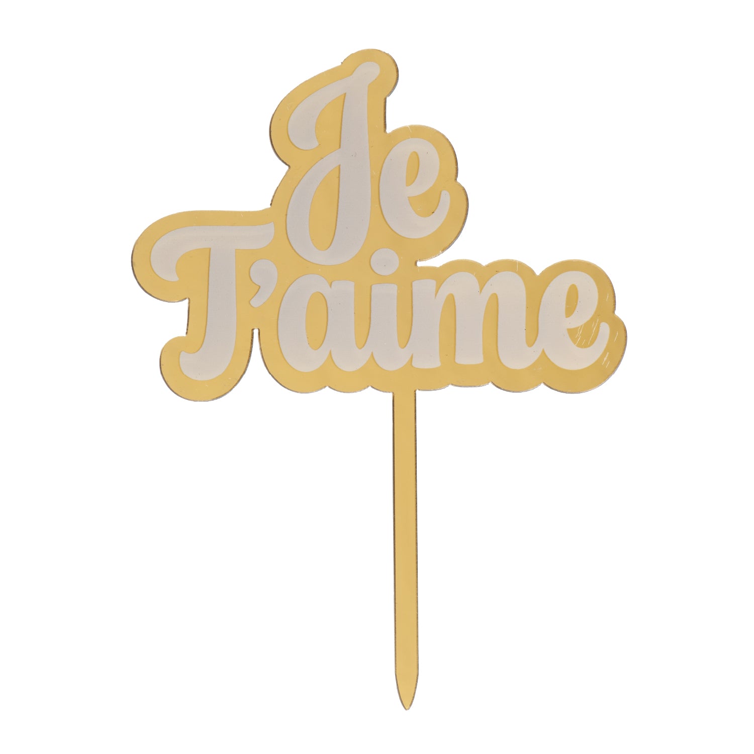 CAKE TOPPER JE T'AIME DORÉ 11,5X15,5CM