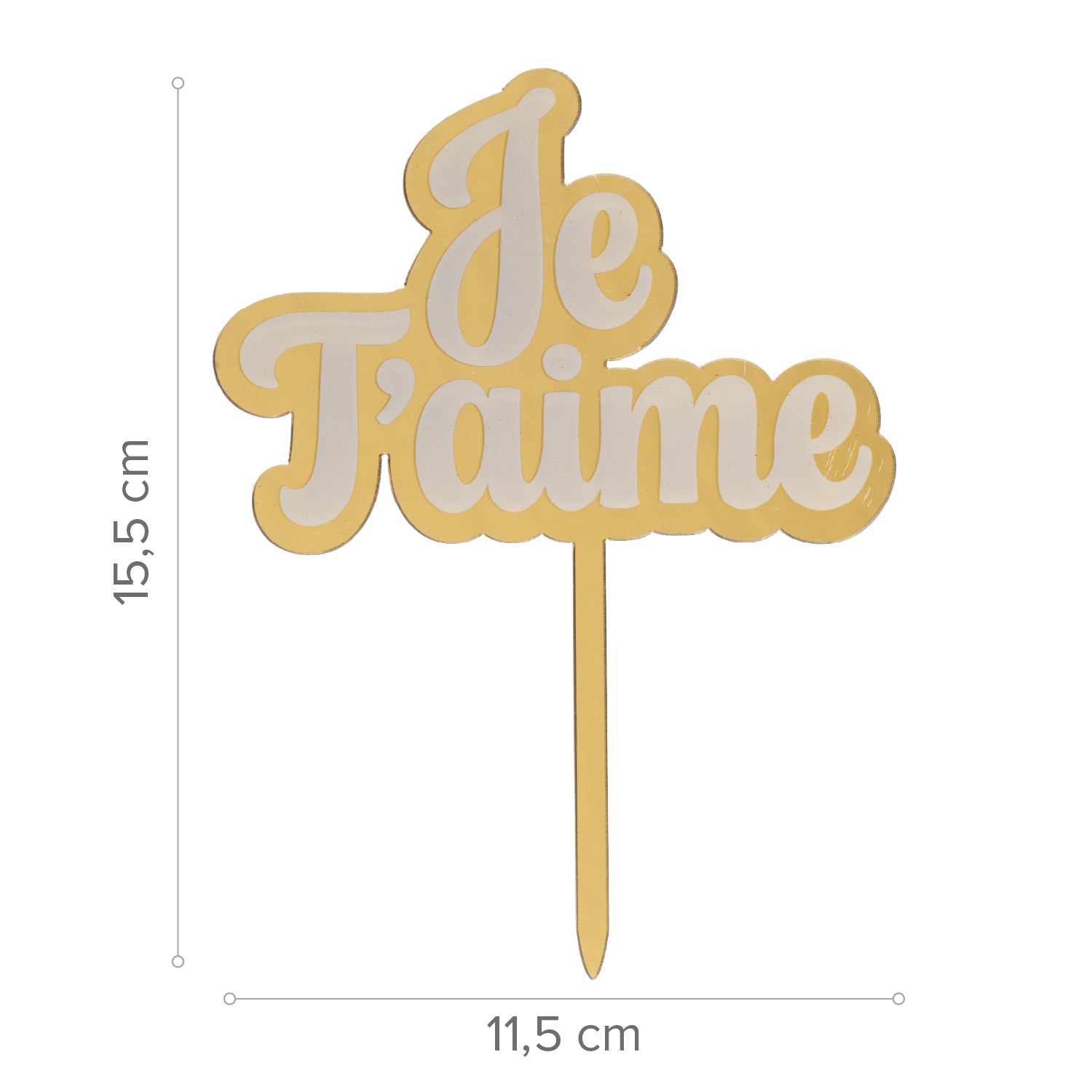 CAKE TOPPER JE T'AIME DORÉ 11,5X15,5CM
