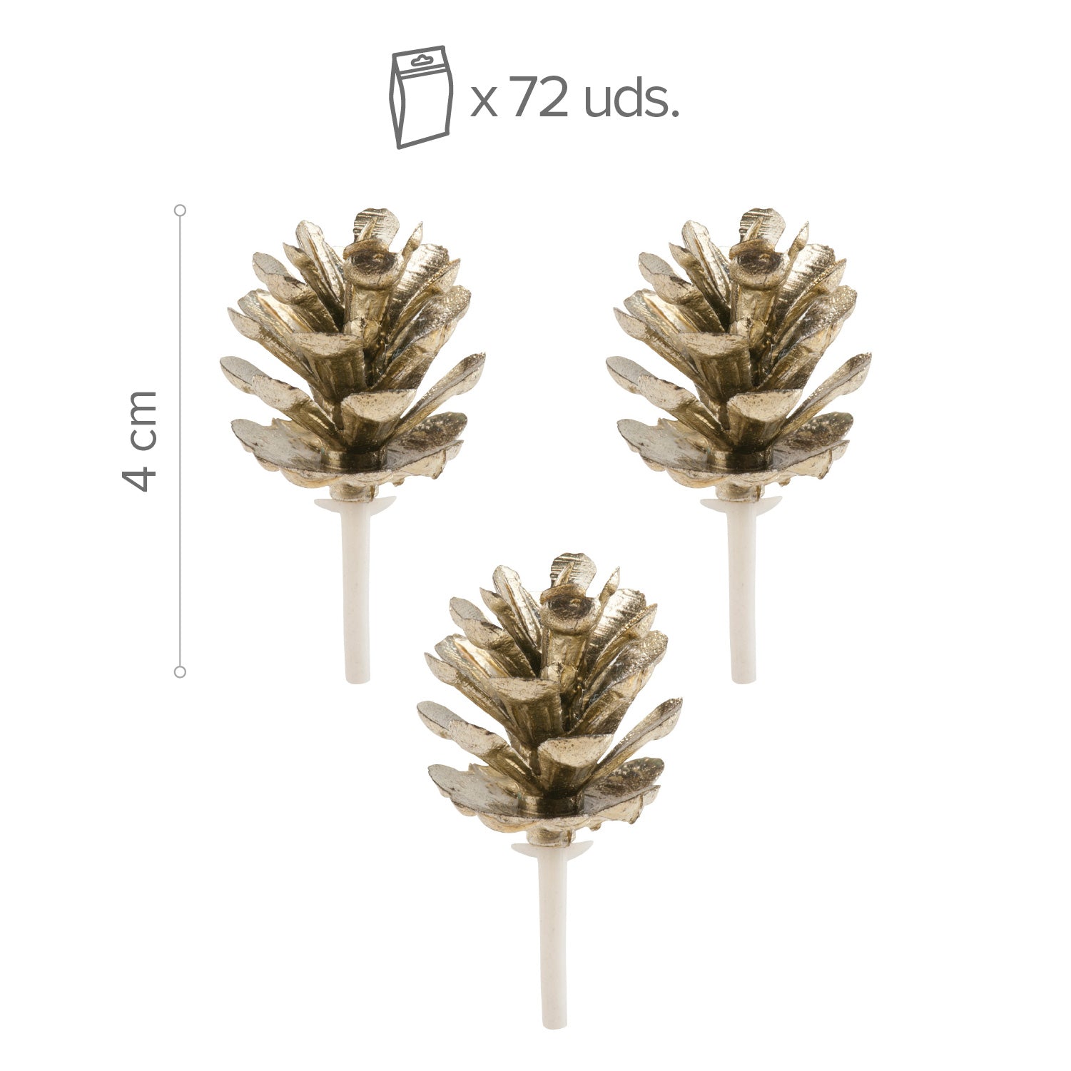 CAKE TOPPER FIGURA PLASTICO PIÑA DORADA 4CM 72UDS