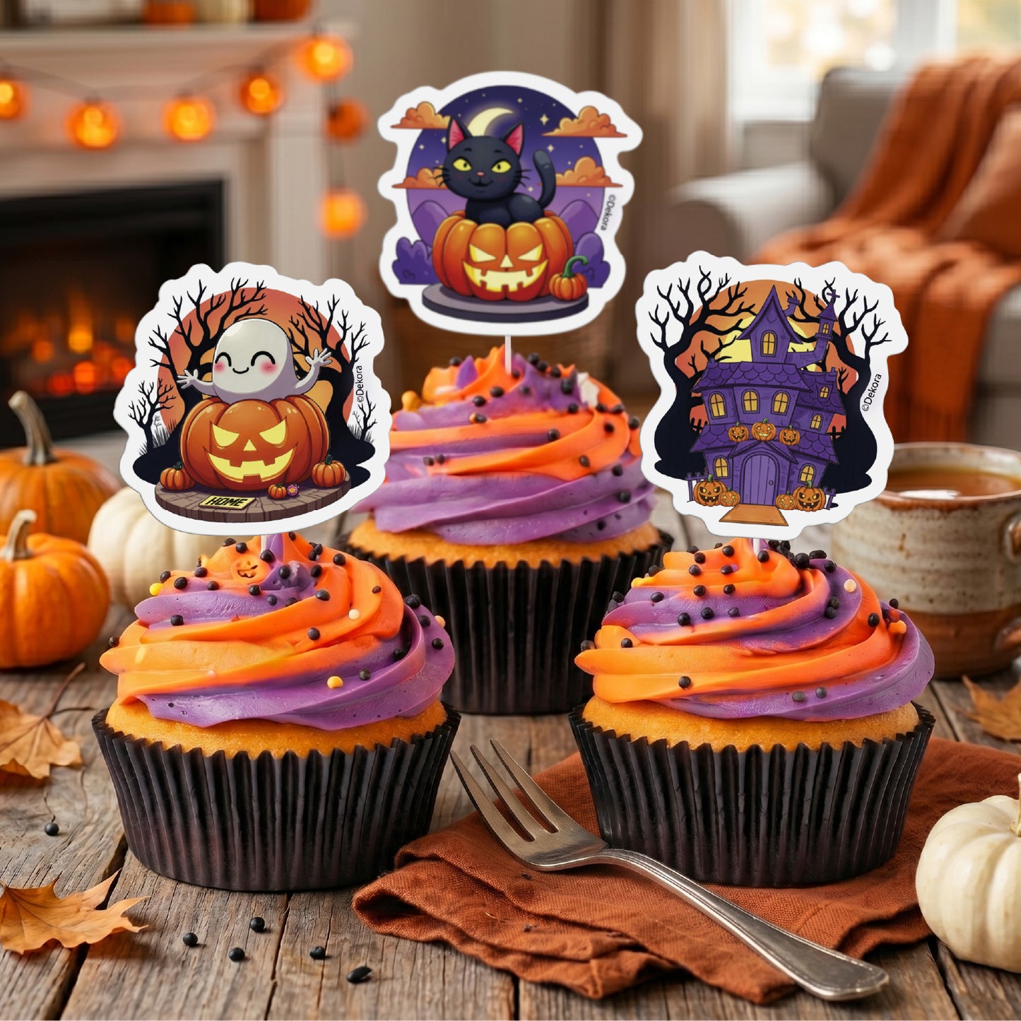 CAKE TOPPER PAPER HALLOWEEN 8 MODELS 6X9CM 48 PCS