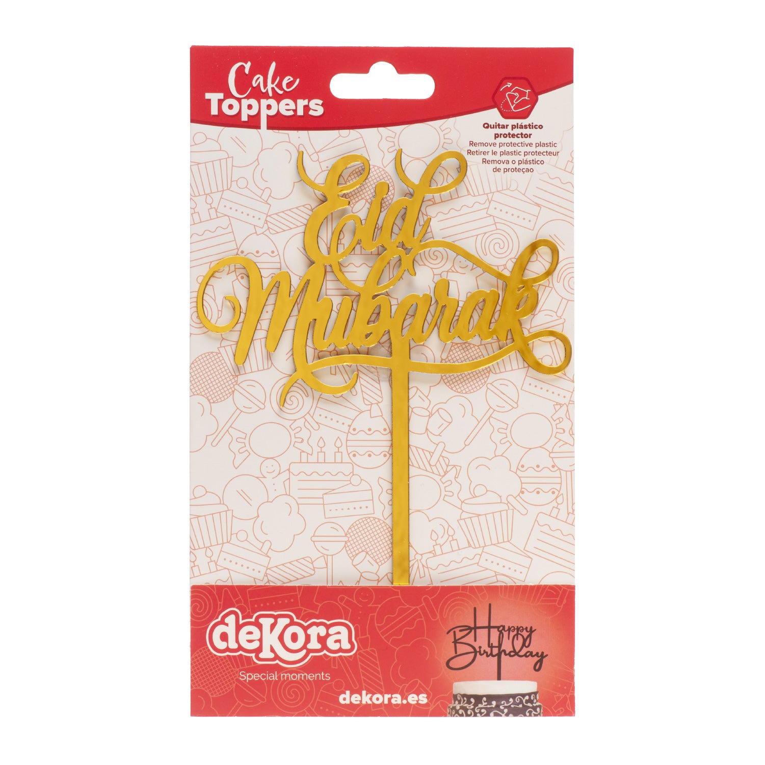 CAKE TOPPER DORADO EID MUBARAK 11,5X15,5CM
