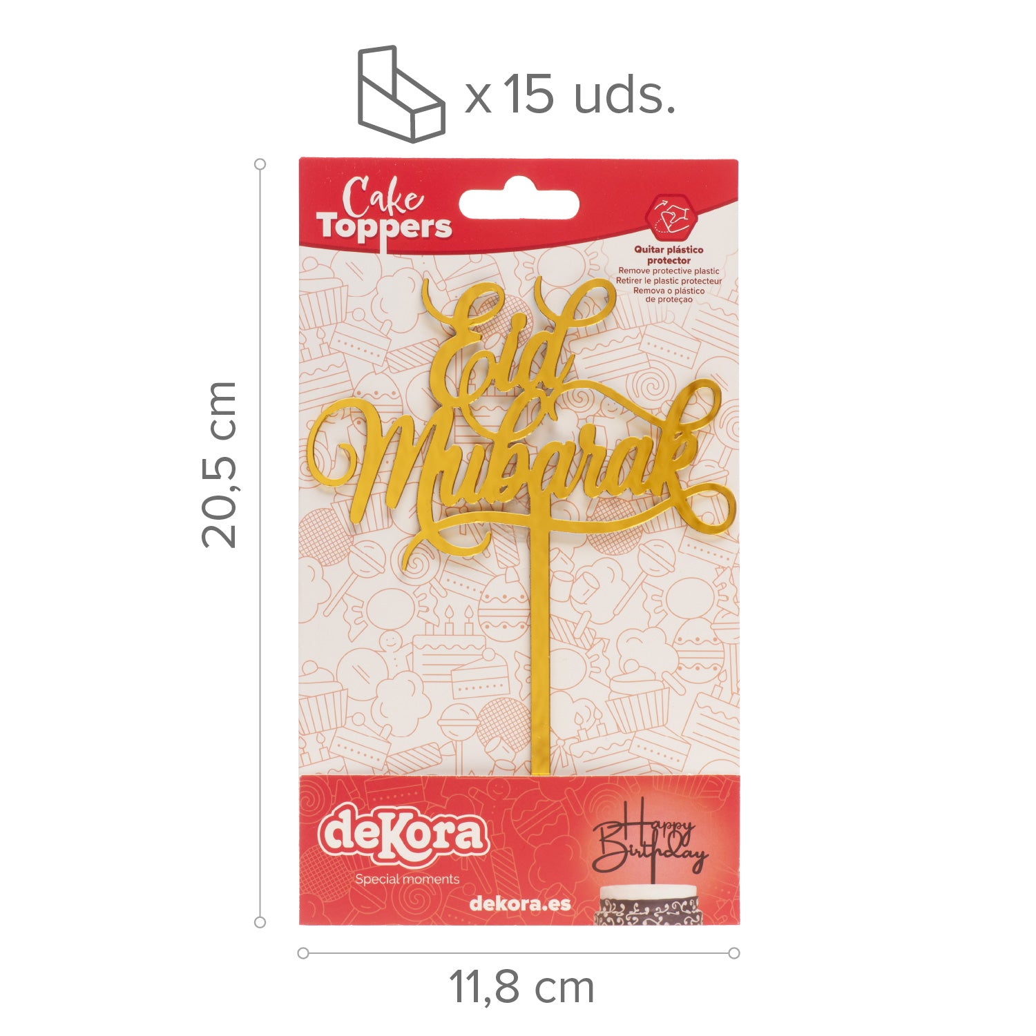 DÉCORATION DE GÂTEAUX DOORÉ JOYEUX AÏD 11X15,5CM