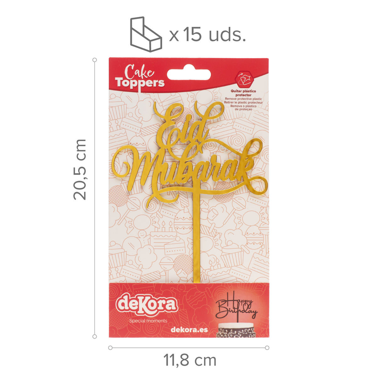 DÉCORATION DE GÂTEAUX DOORÉ JOYEUX AÏD 11X15,5CM
