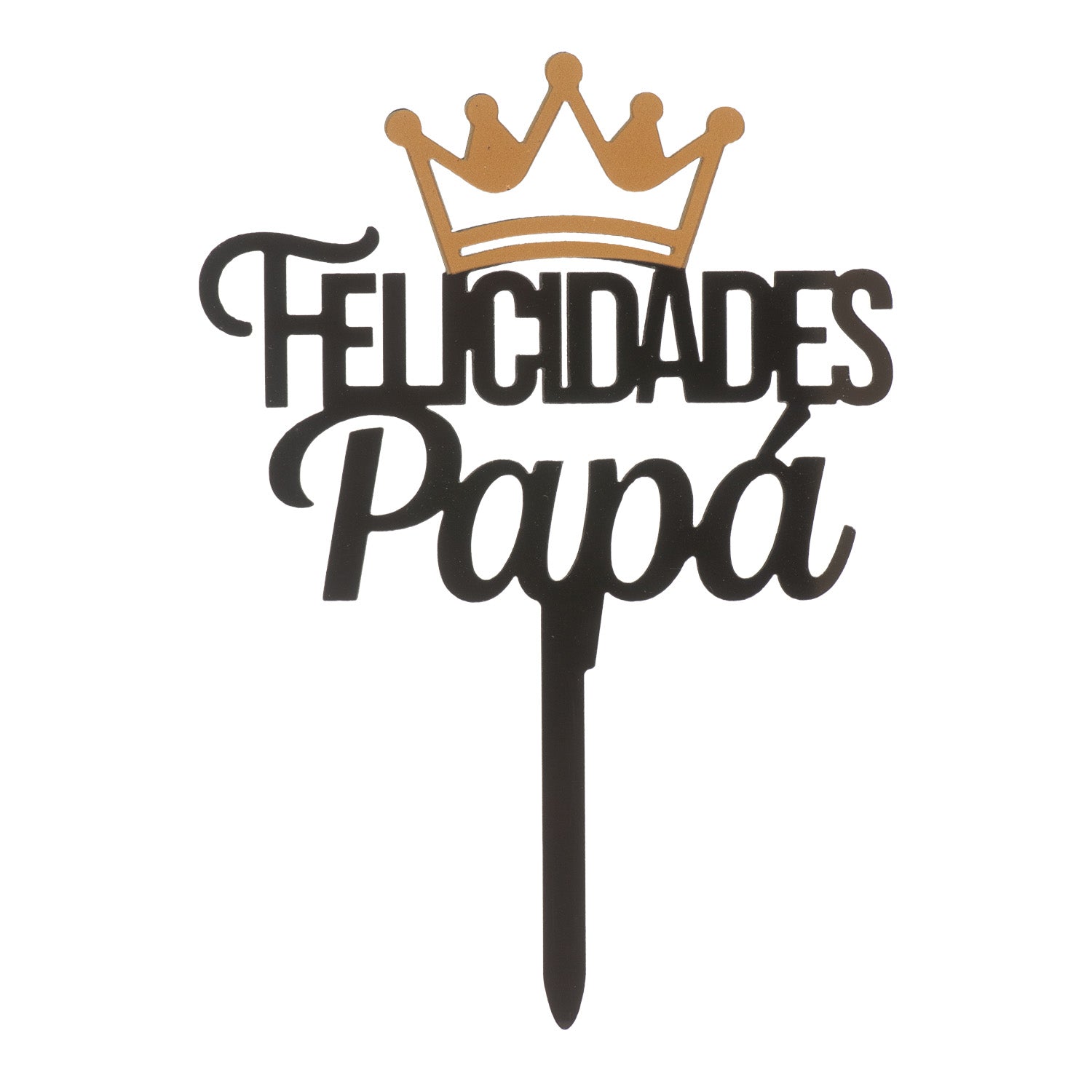 CAKE TOPPER FELICIDADES PAI COROA PRETO 11X15,5CM
