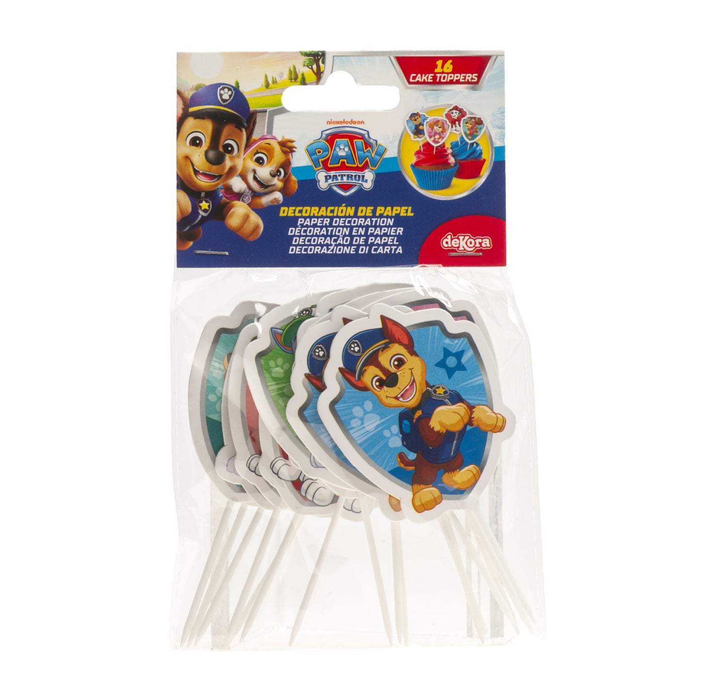 CAKE TOPPER PAPEL PAW PATROL  8 MODELOS 16 UNIDADES